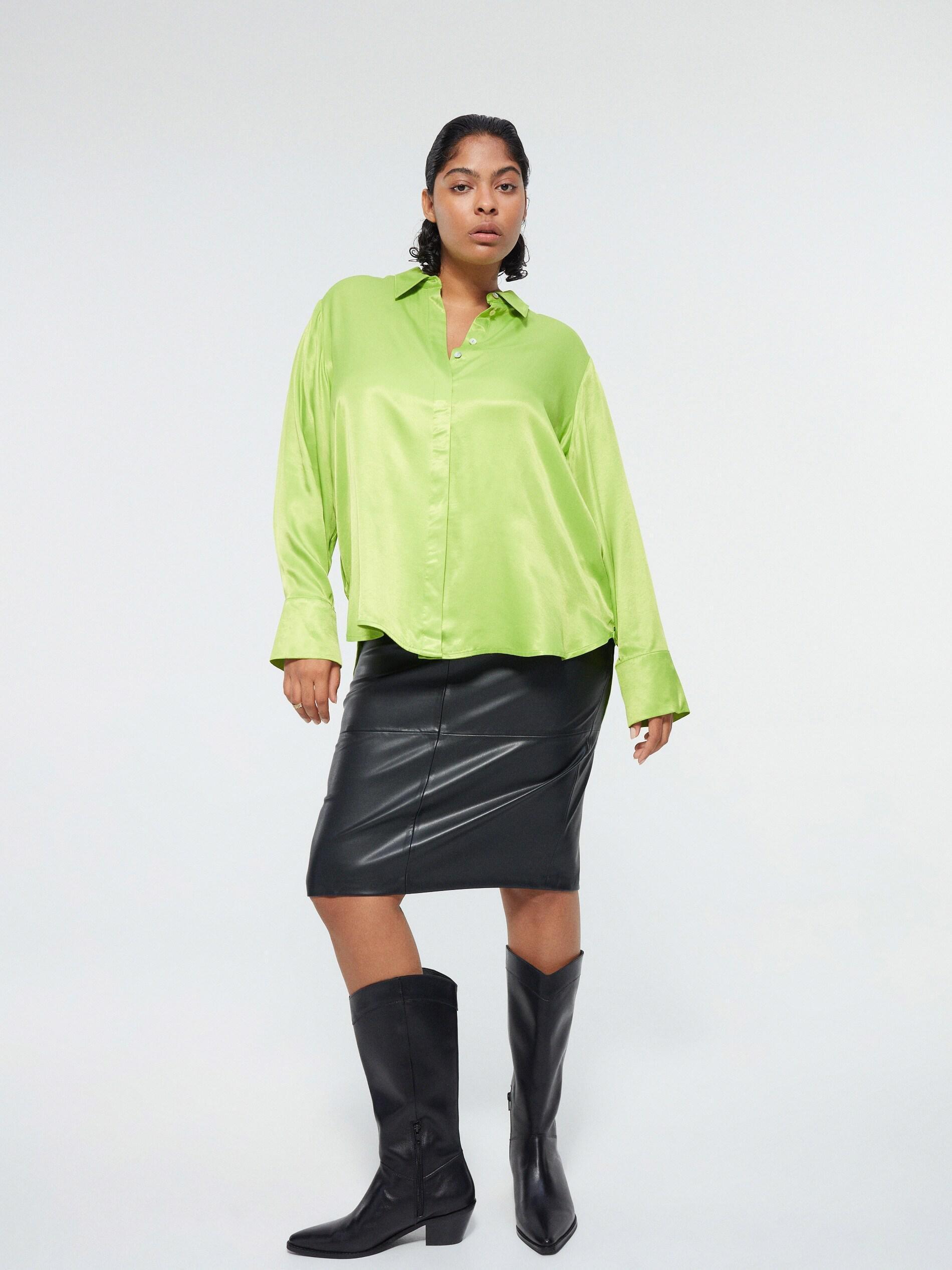 Black Faux Leather Midi Skirt, , large image number 1