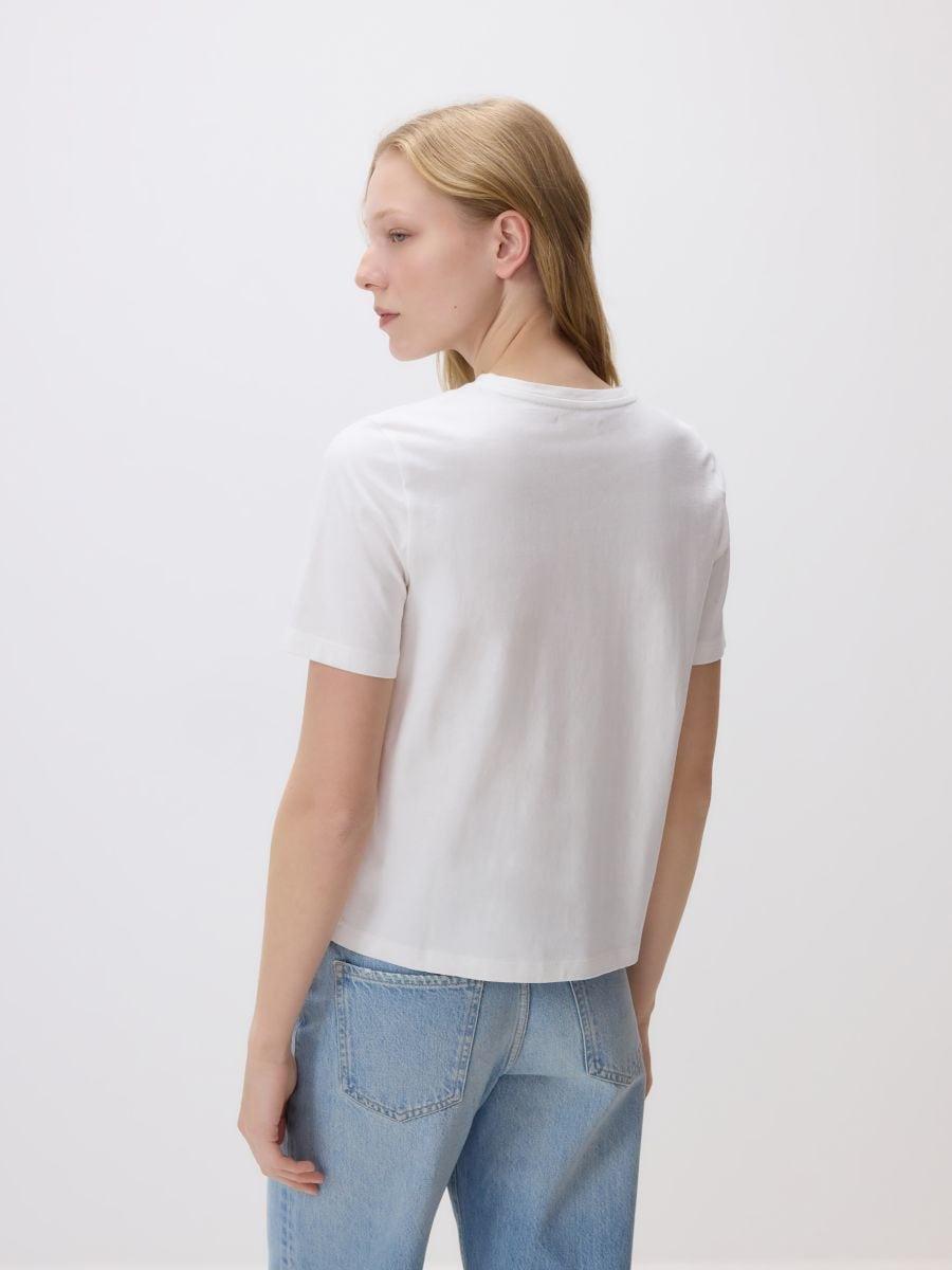 White T-shirt with print, White, medium
