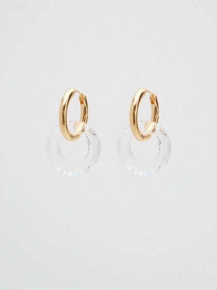 Reserved - Gold Drop Hoop Earrings