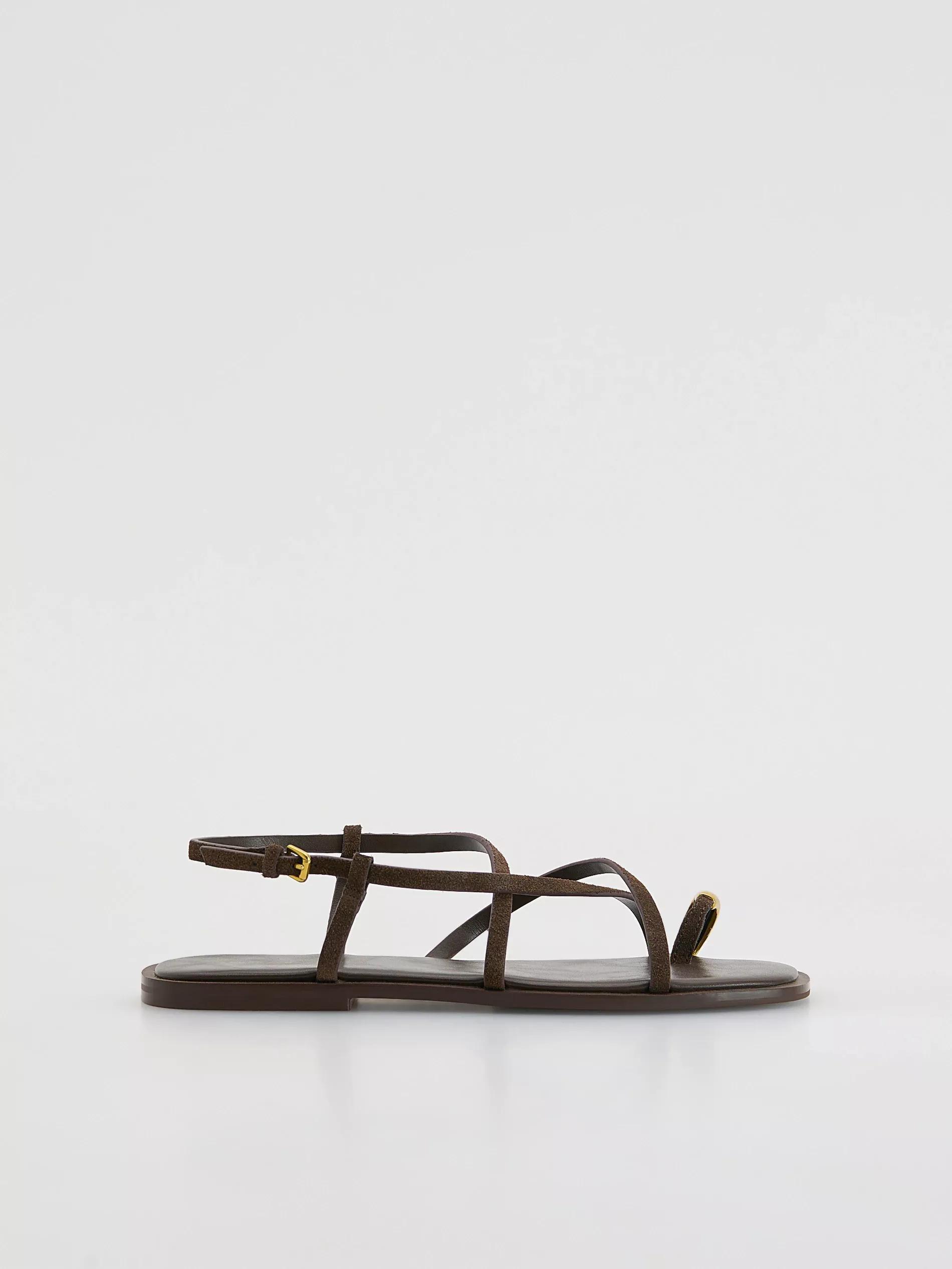 Brown Suede Sandals, , large image number 0