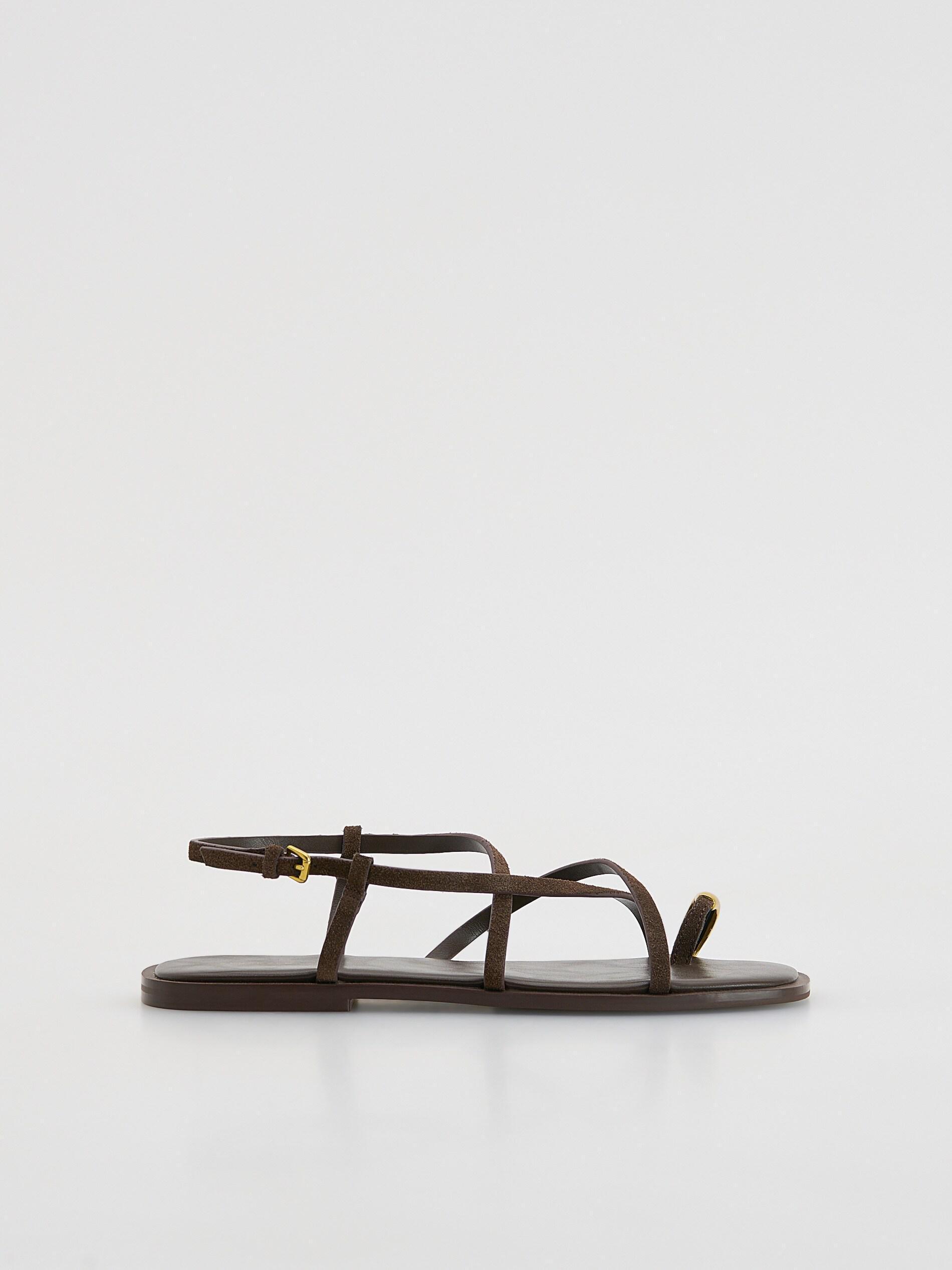 Brown Suede Sandals, Brown, medium