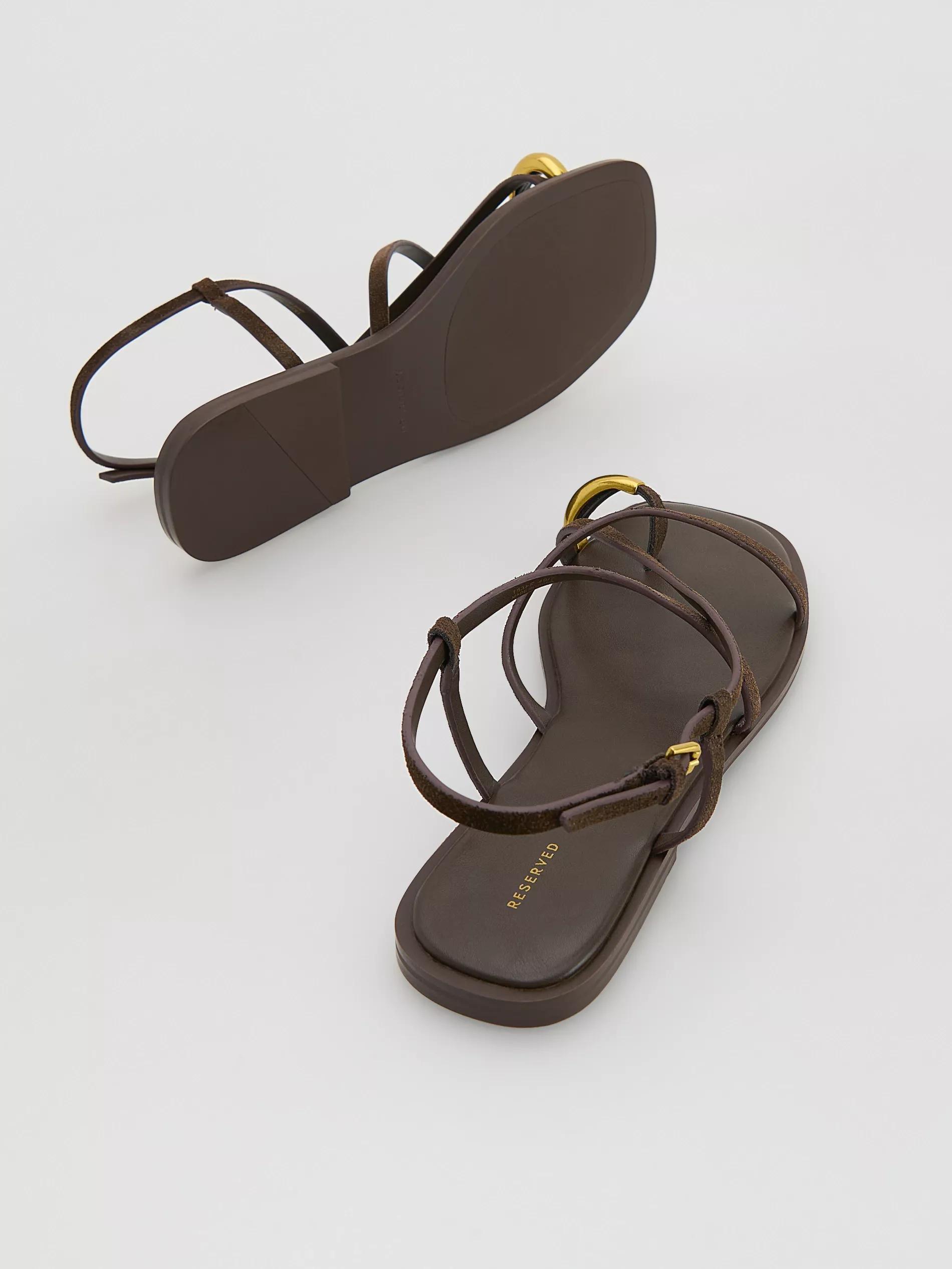 Brown Suede Sandals, , large image number 2
