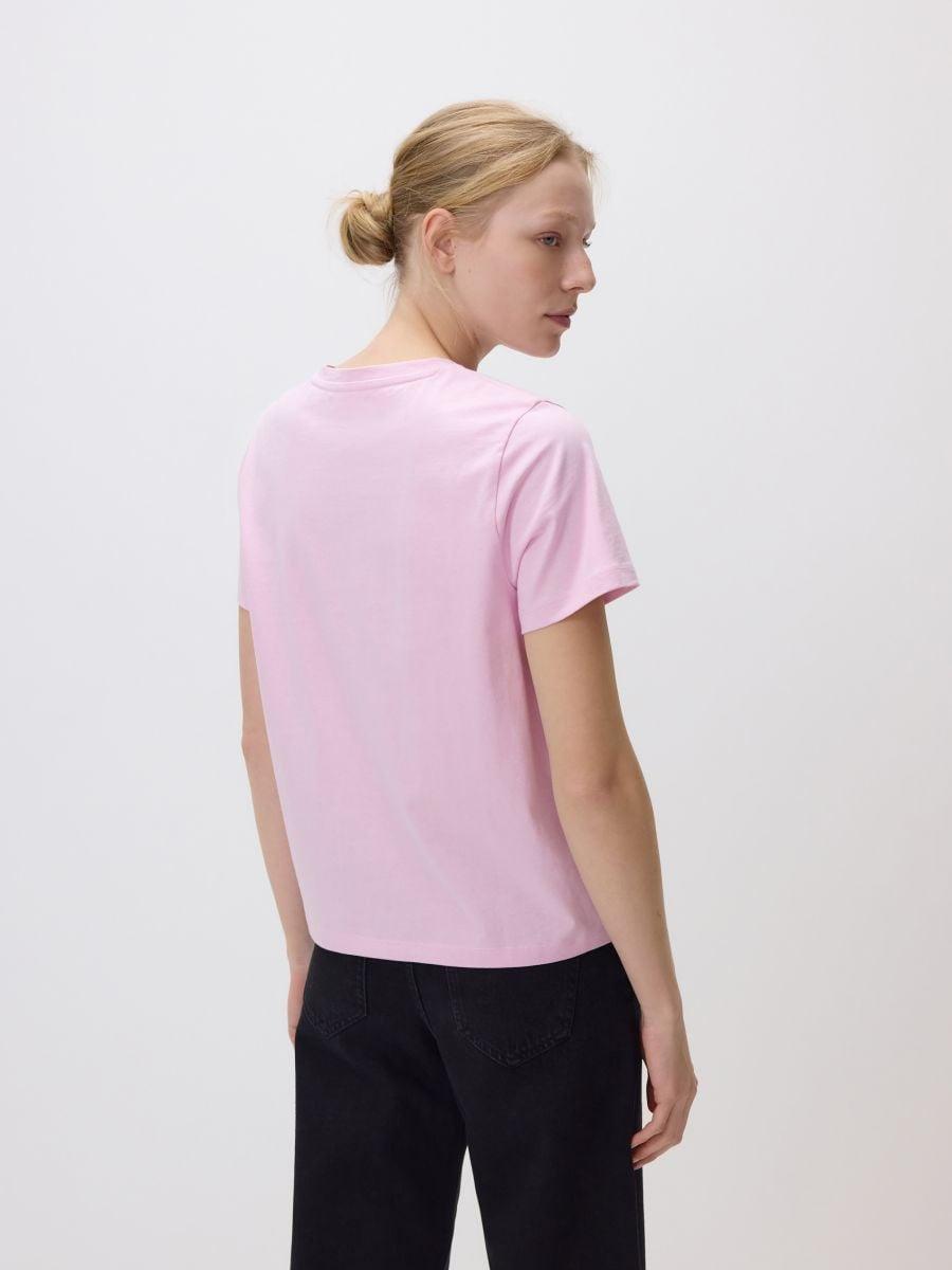 تيشيرت قطن مع طبعة وردي, Pink, medium