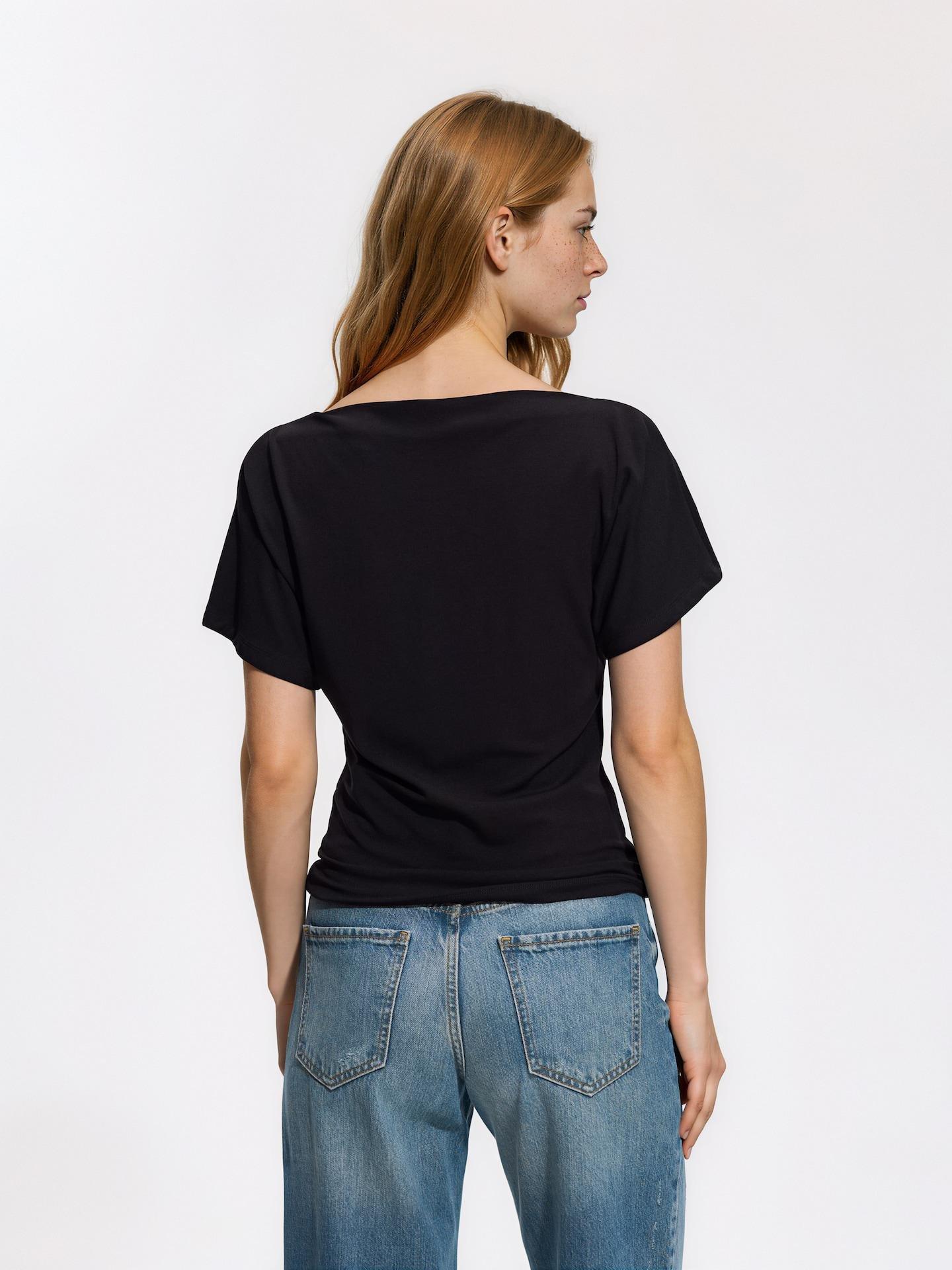 Black Viscose Blend Blouse, Black, large image number 2