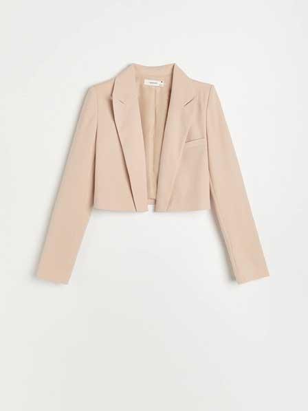 Beige Cropped Blazer, Women, , large image number 4