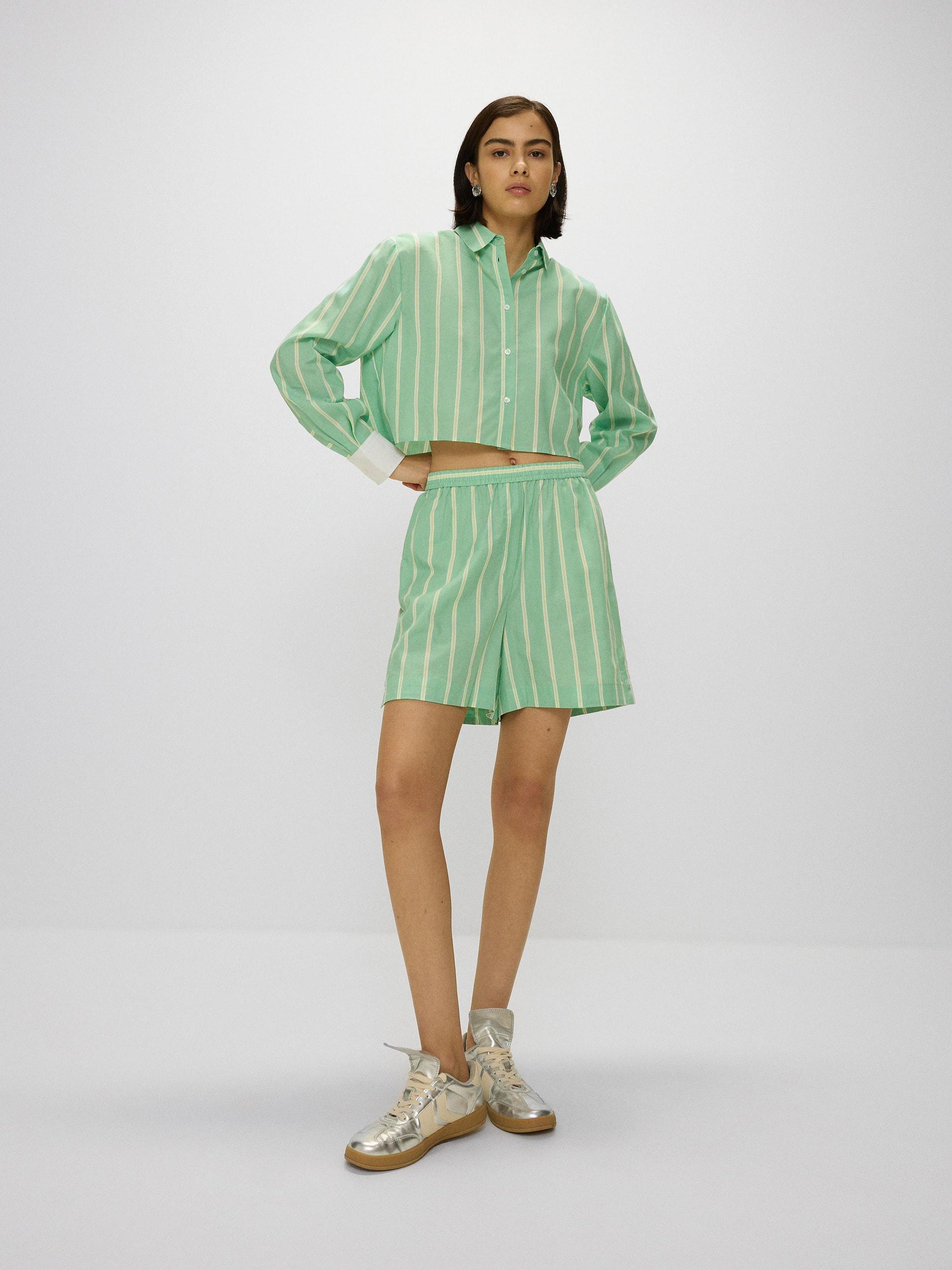 Green Cotton Shorts, , large image number 2