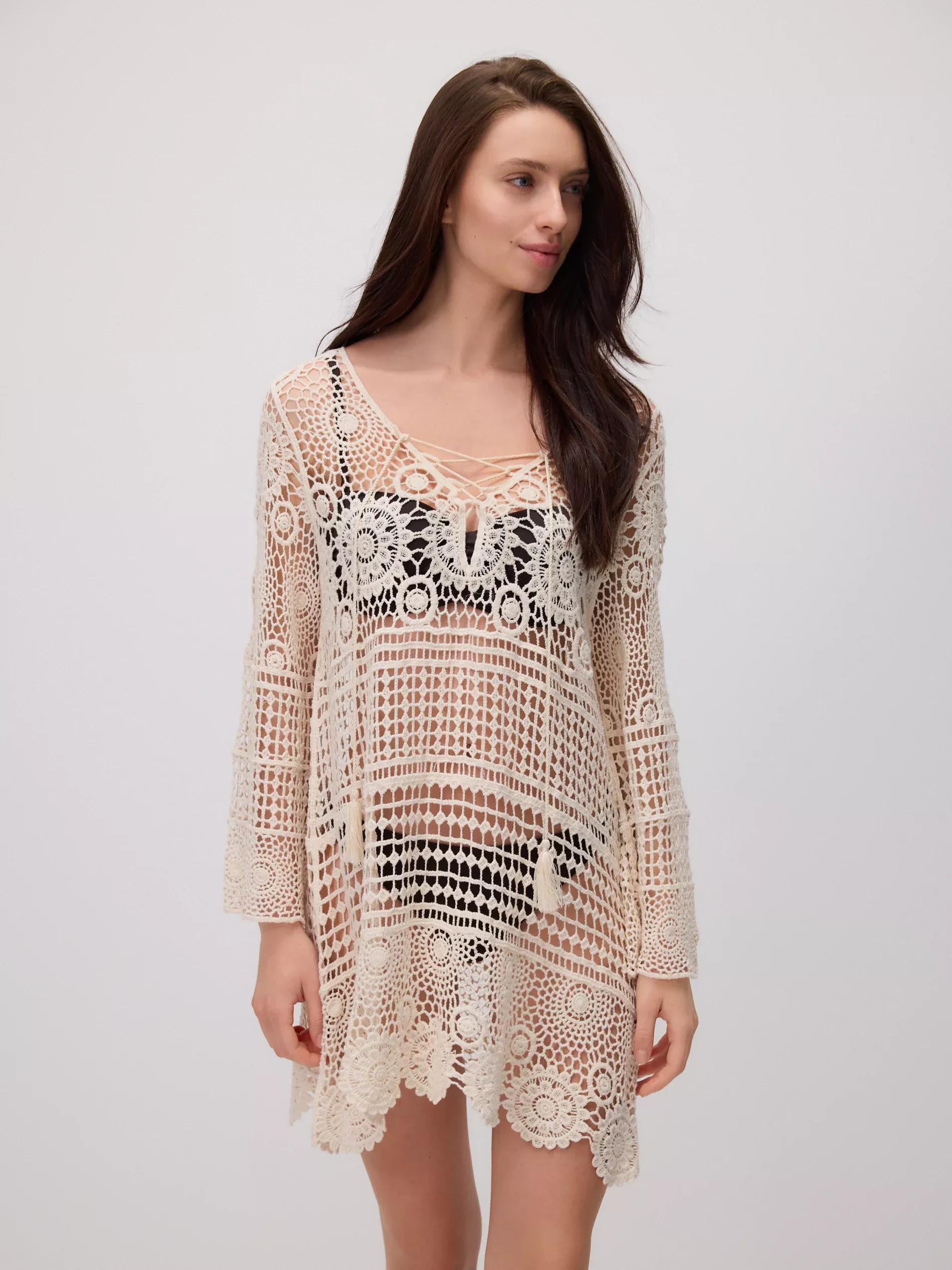Cream Beach Jersey Cover Up, , large image number 0