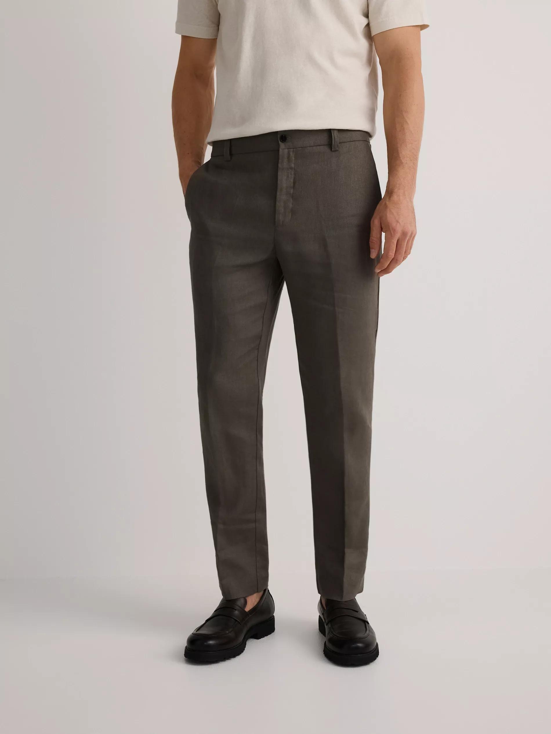 Green Regular Fit Linen Pants, , large image number 1