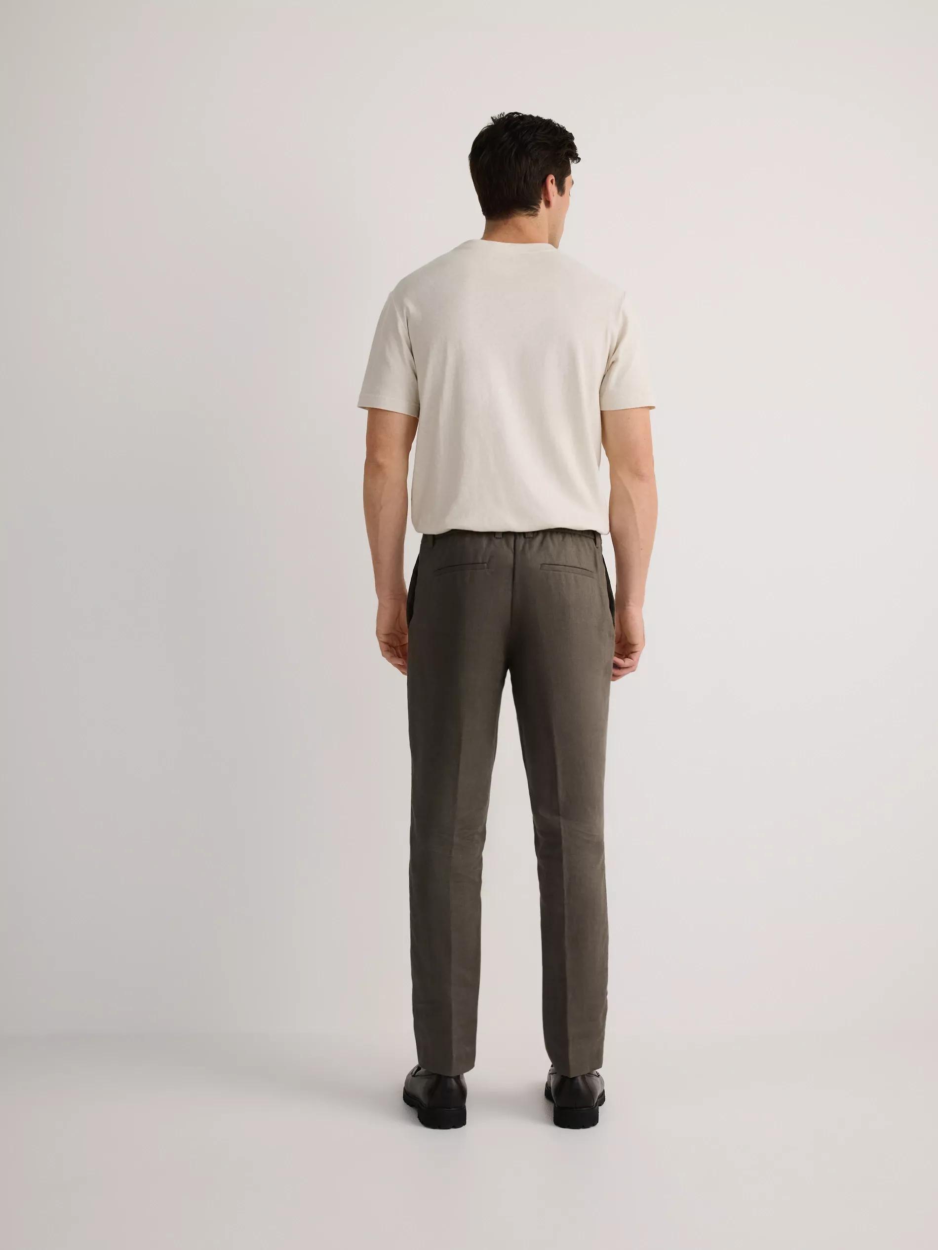 Green Regular Fit Linen Pants, , large image number 2
