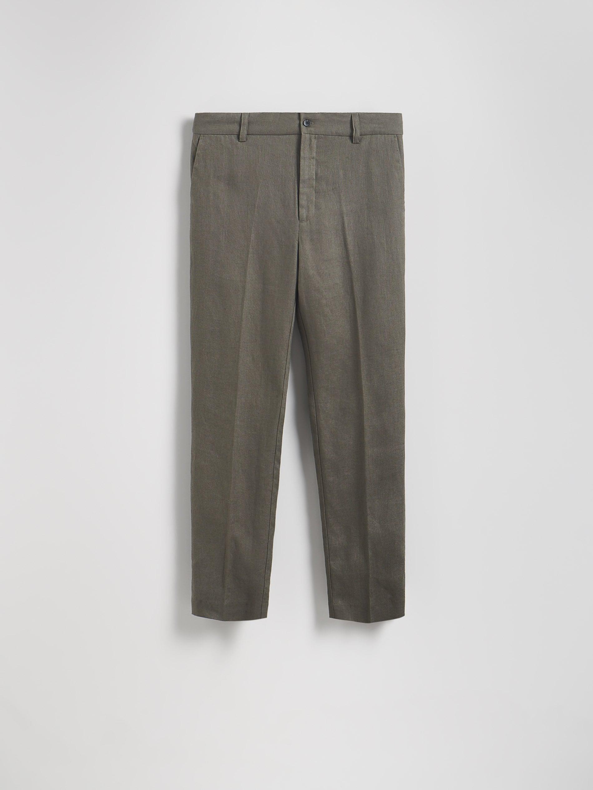 Green Regular Fit Linen Pants, , large image number 3