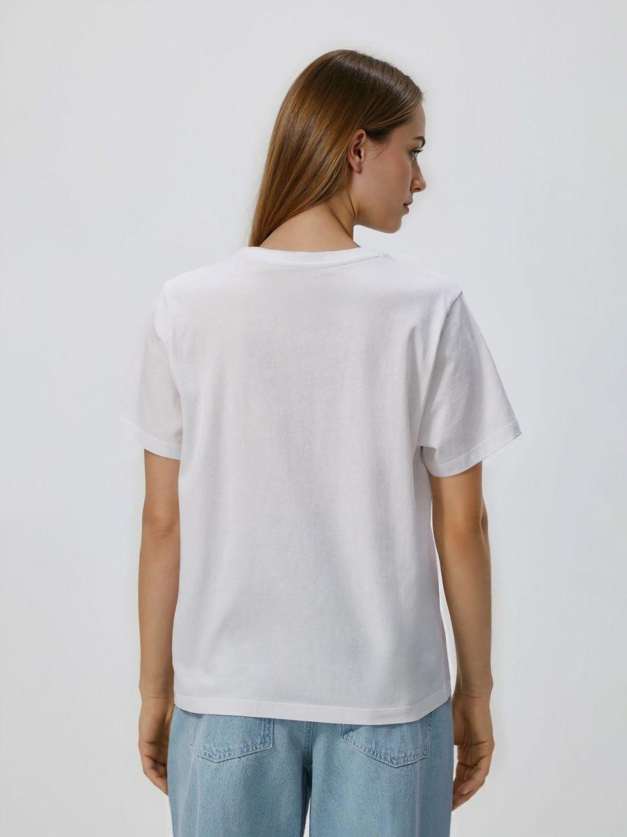 White T-shirt with print, White, medium