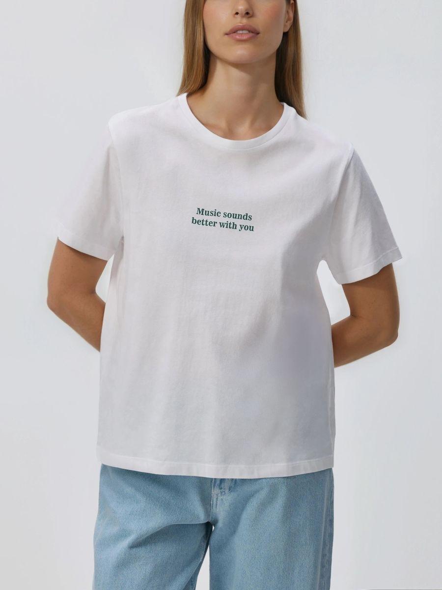 تيشيرت مع طبعة أبيض, White, medium