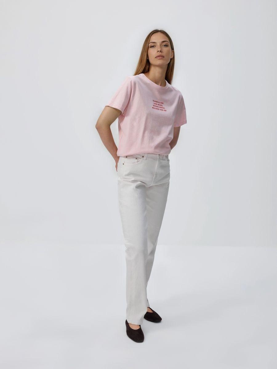 تيشيرت مع طبعة وردي, Pink, medium