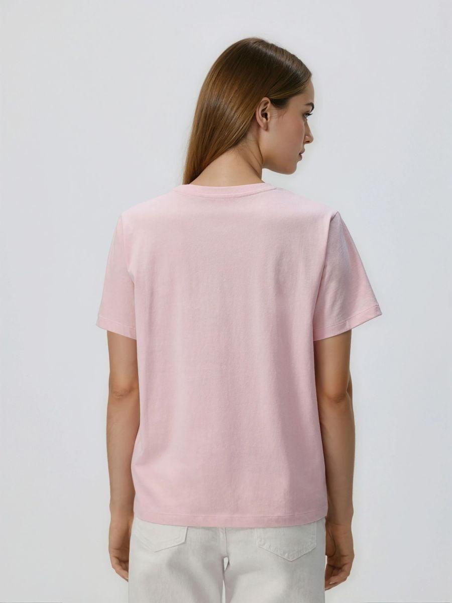 تيشيرت مع طبعة وردي, Pink, medium