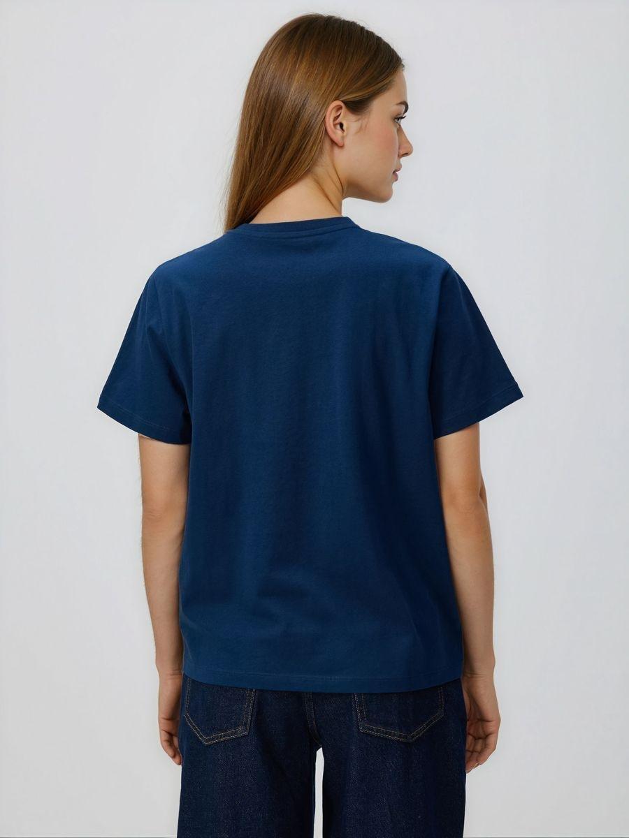 Navy T-shirt with print, Navy, large image number 1