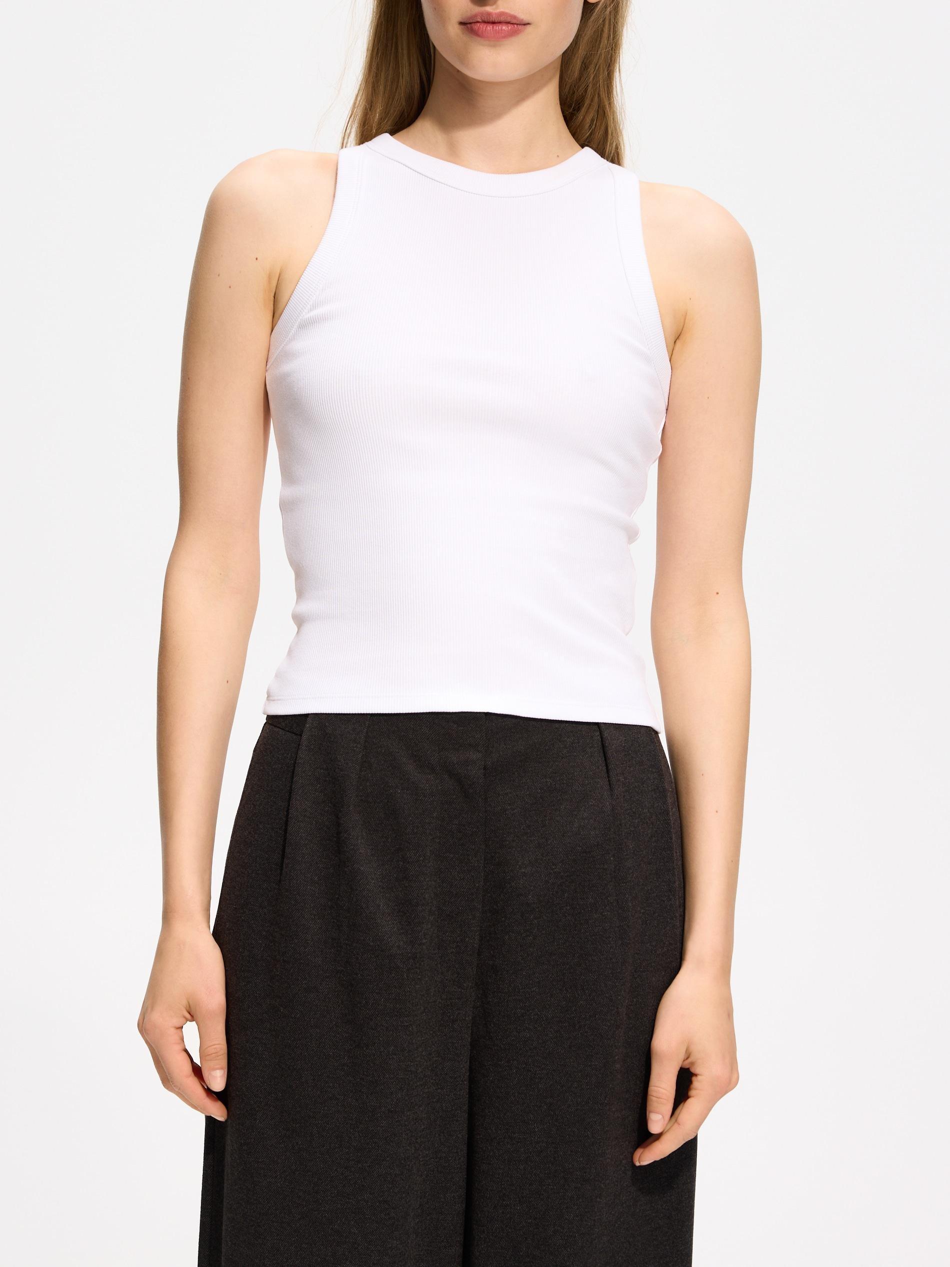 White Cotton Top, White, medium