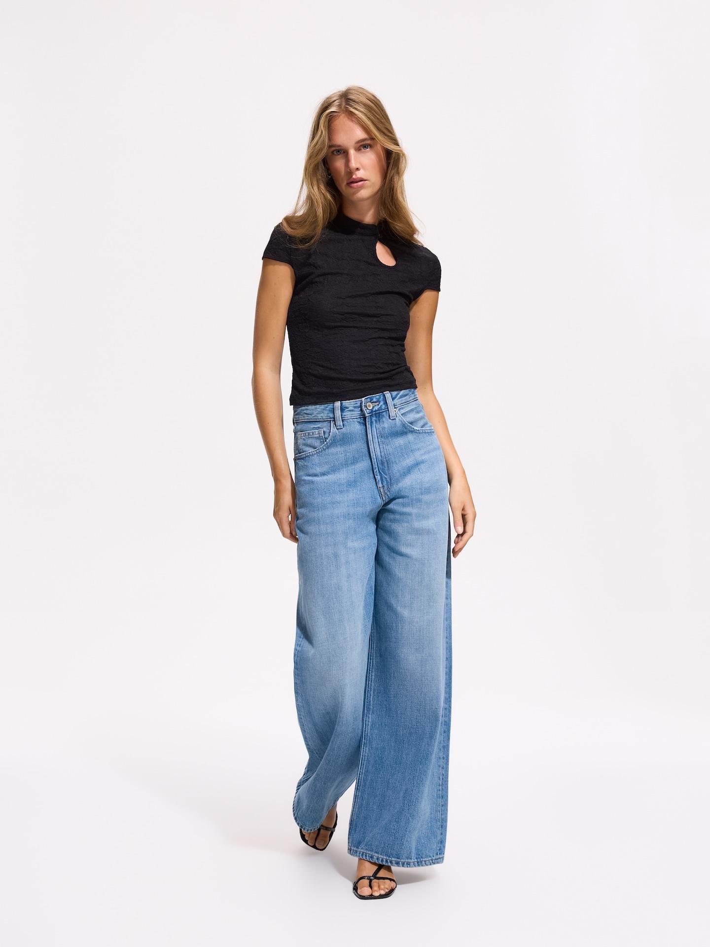 Black Blouse With A Cut-Out At The Neckline, Black, large image number 1