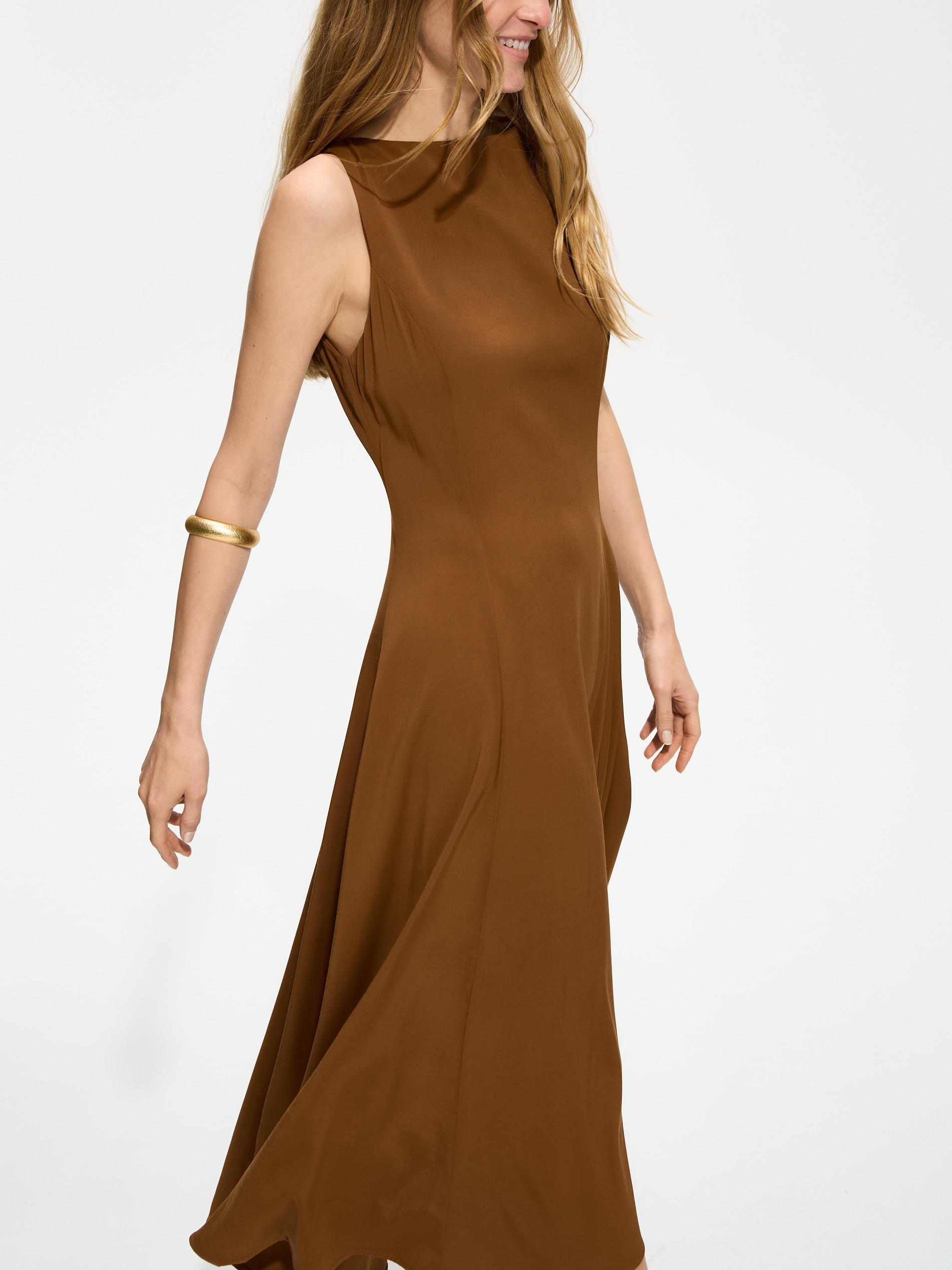 Brown Viscose Rich Maxi Dress, Brown, large image number 0