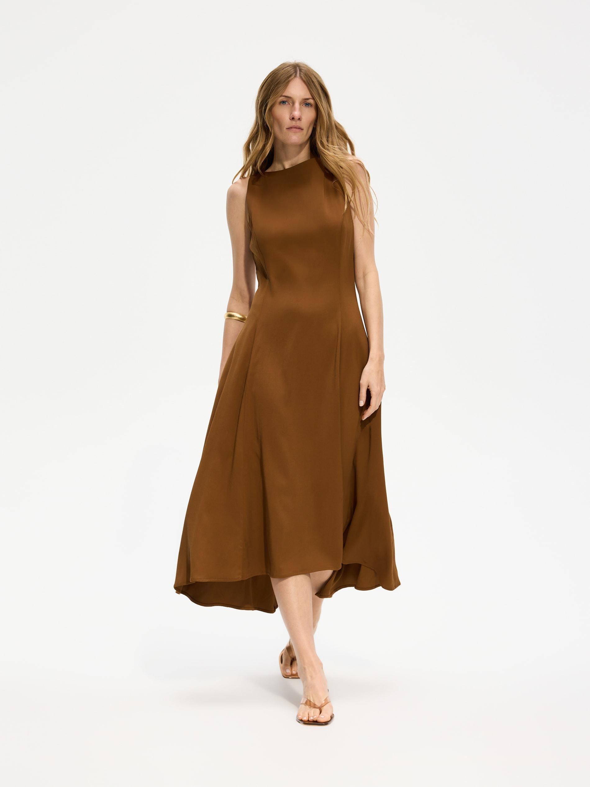 Brown Viscose Rich Maxi Dress, Brown, medium