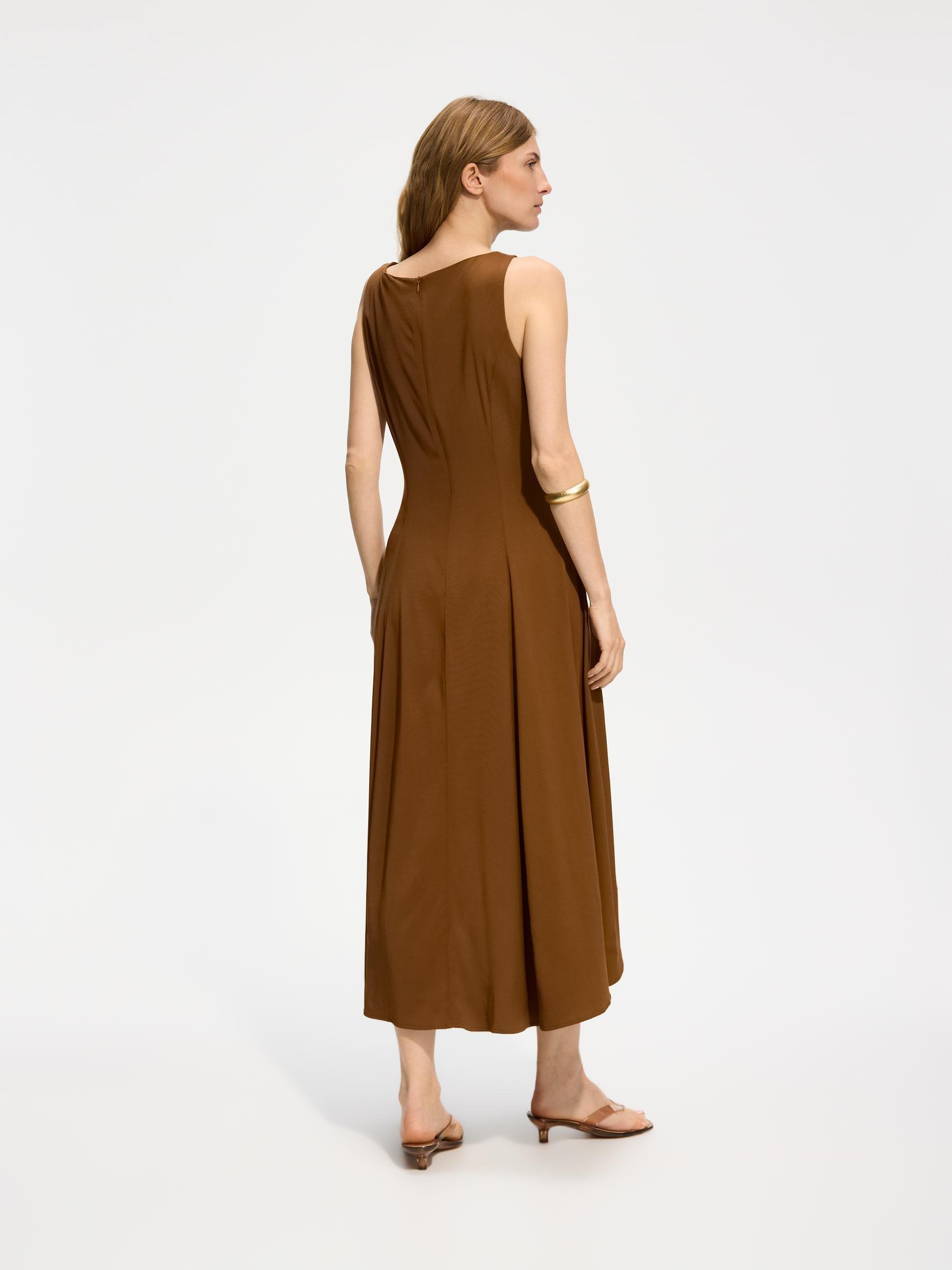 Brown Viscose Rich Maxi Dress, Brown, large image number 3