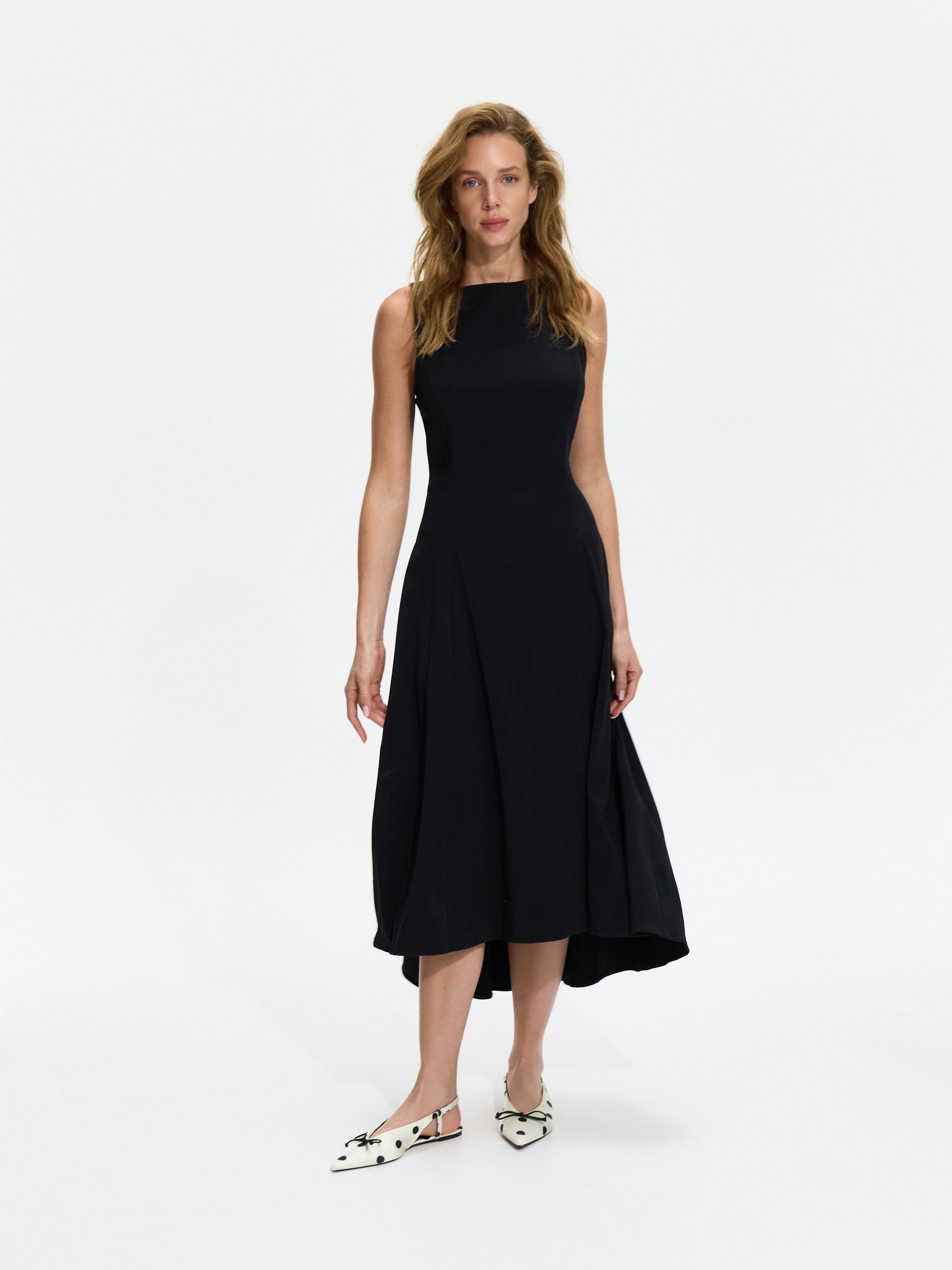 Black Viscose Rich Maxi Dress, Black, large image number 0