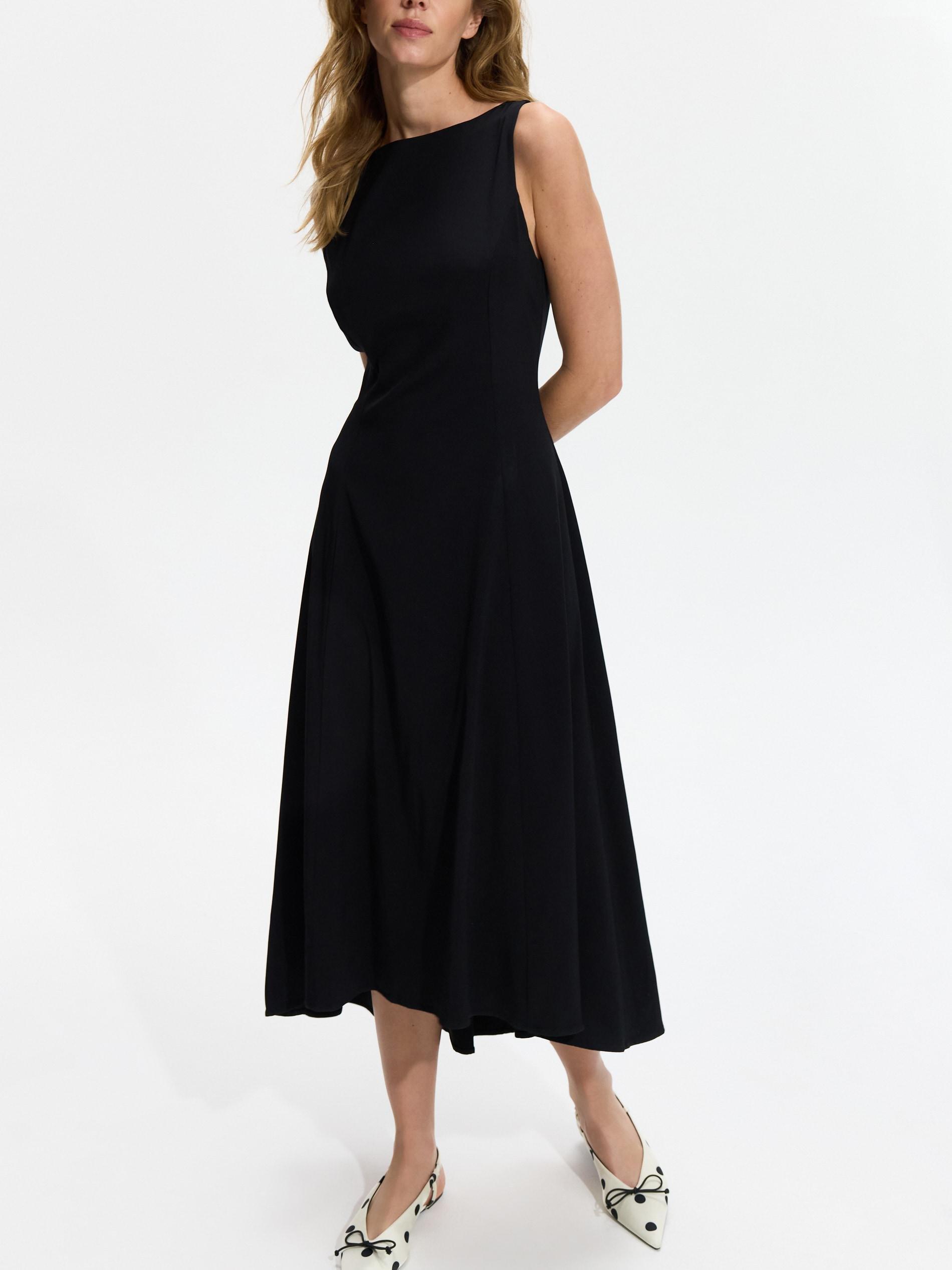 Black Viscose Rich Maxi Dress, Black, medium