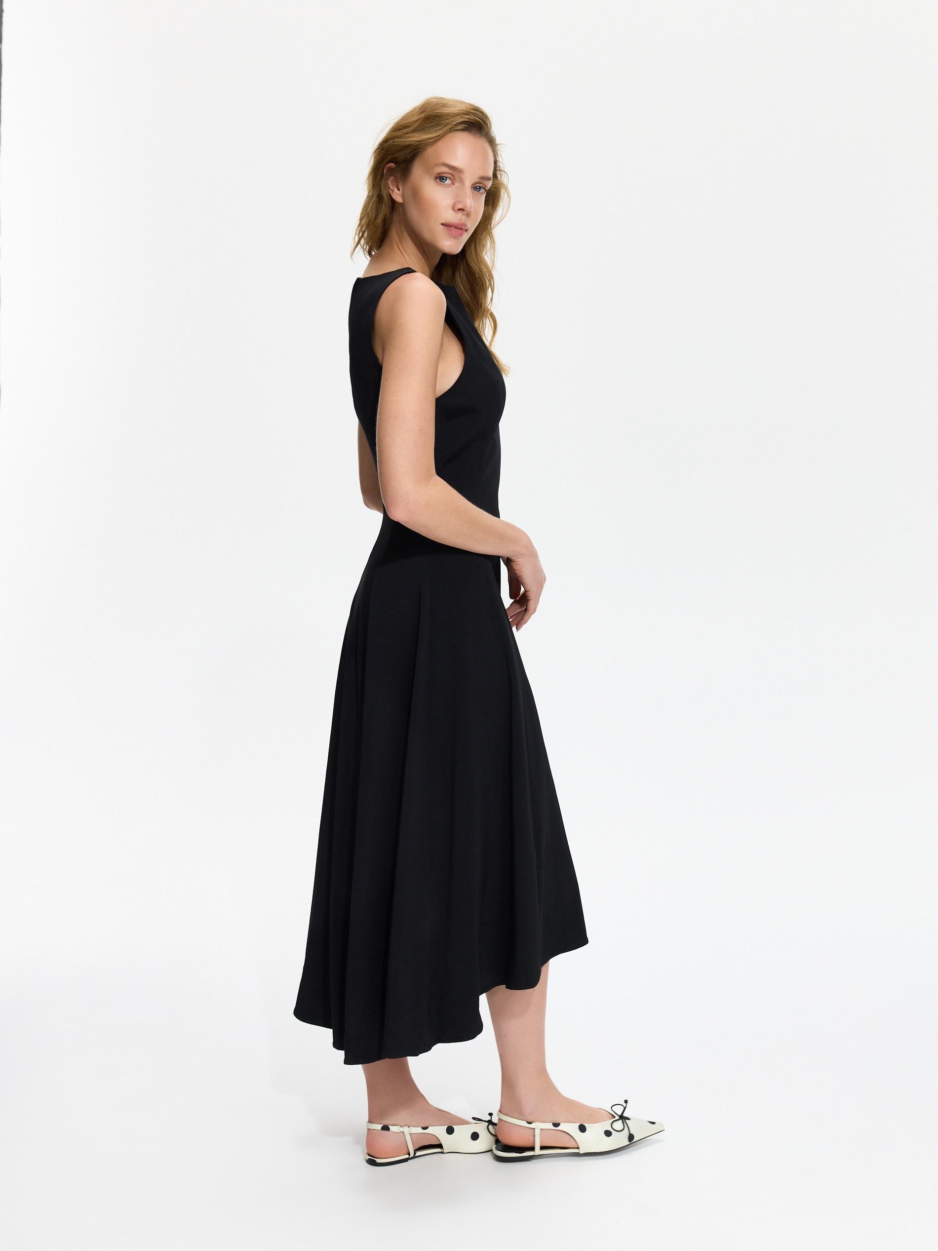 Black Viscose Rich Maxi Dress, Black, medium