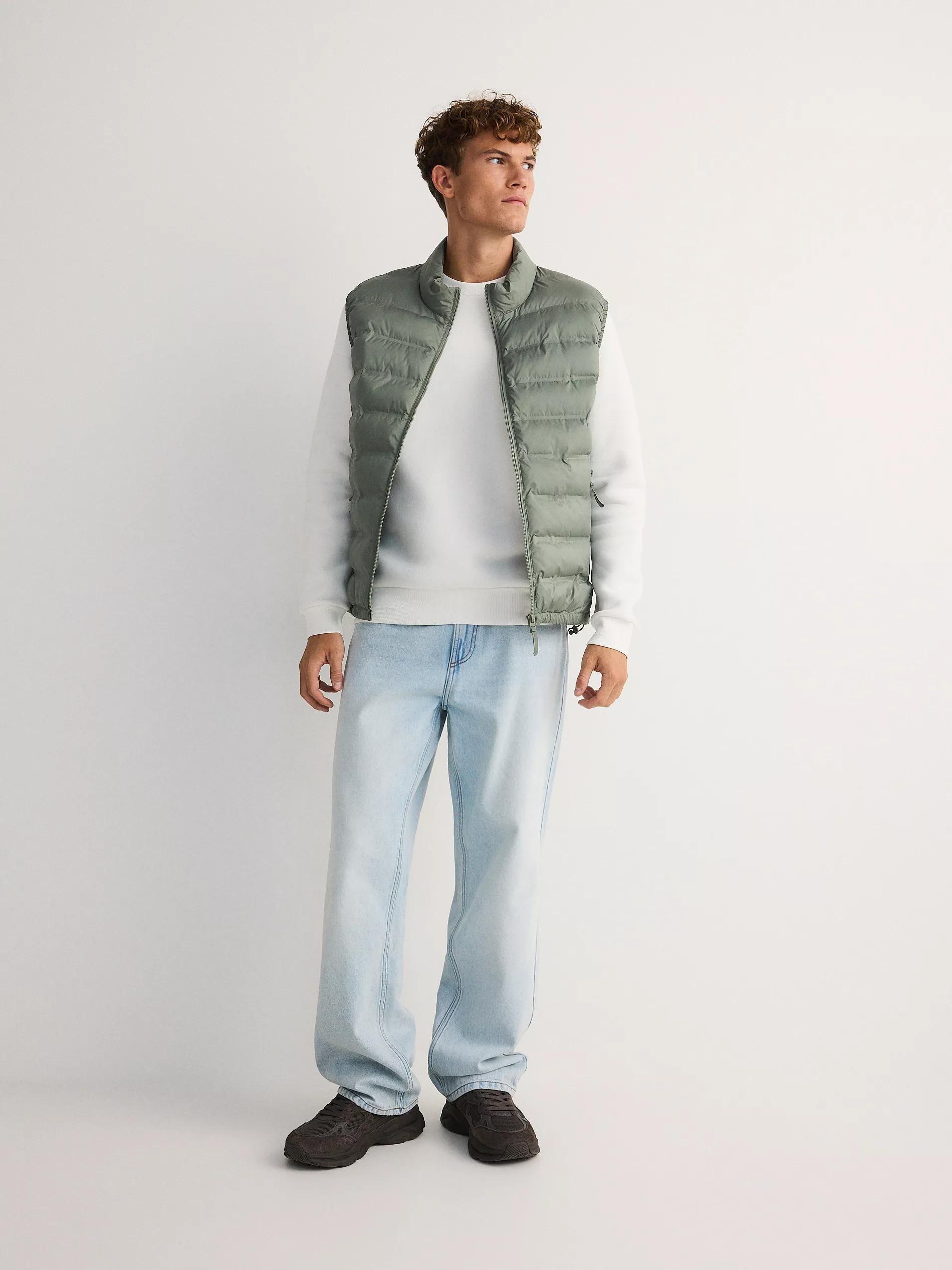 Green Quilted Vest With Stand-Up Collar, , large image number 2