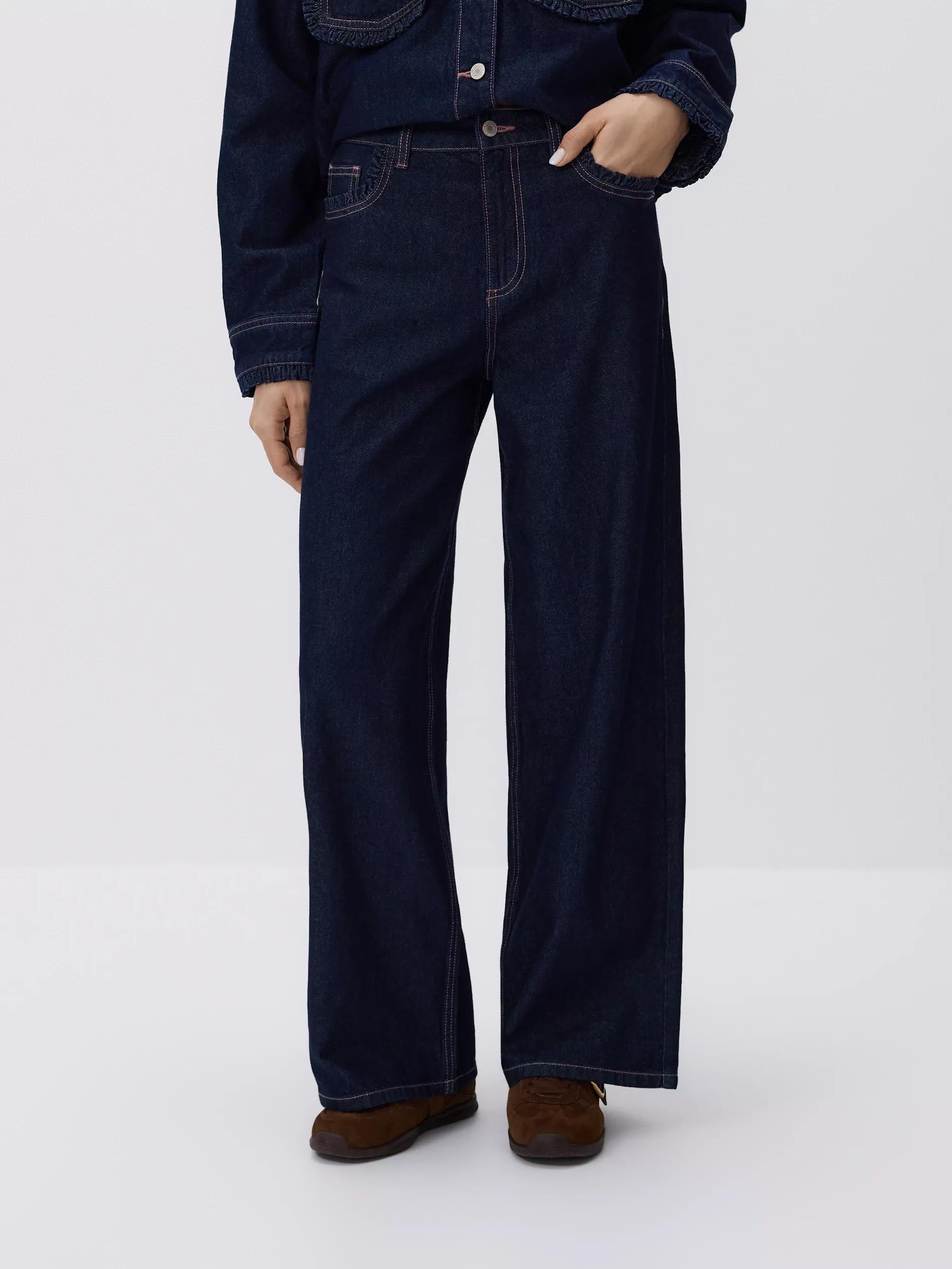 Navy Wide Leg Jeans, Blue, large image number 0