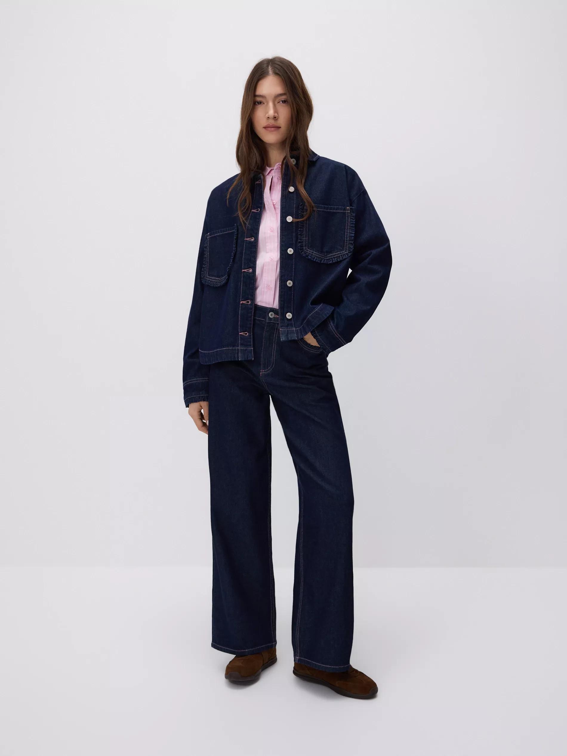 Navy Wide Leg Jeans, Blue, medium