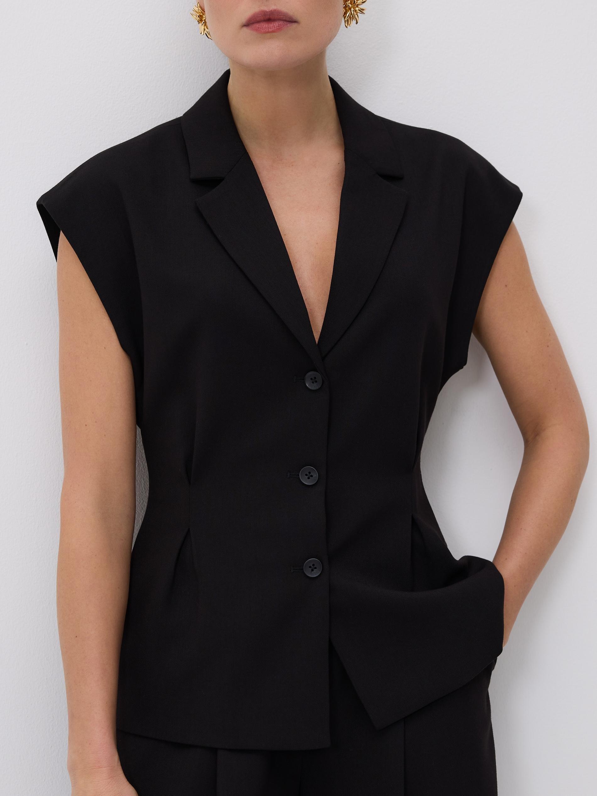 Black Viscose Rich Vest, Black, large image number 2
