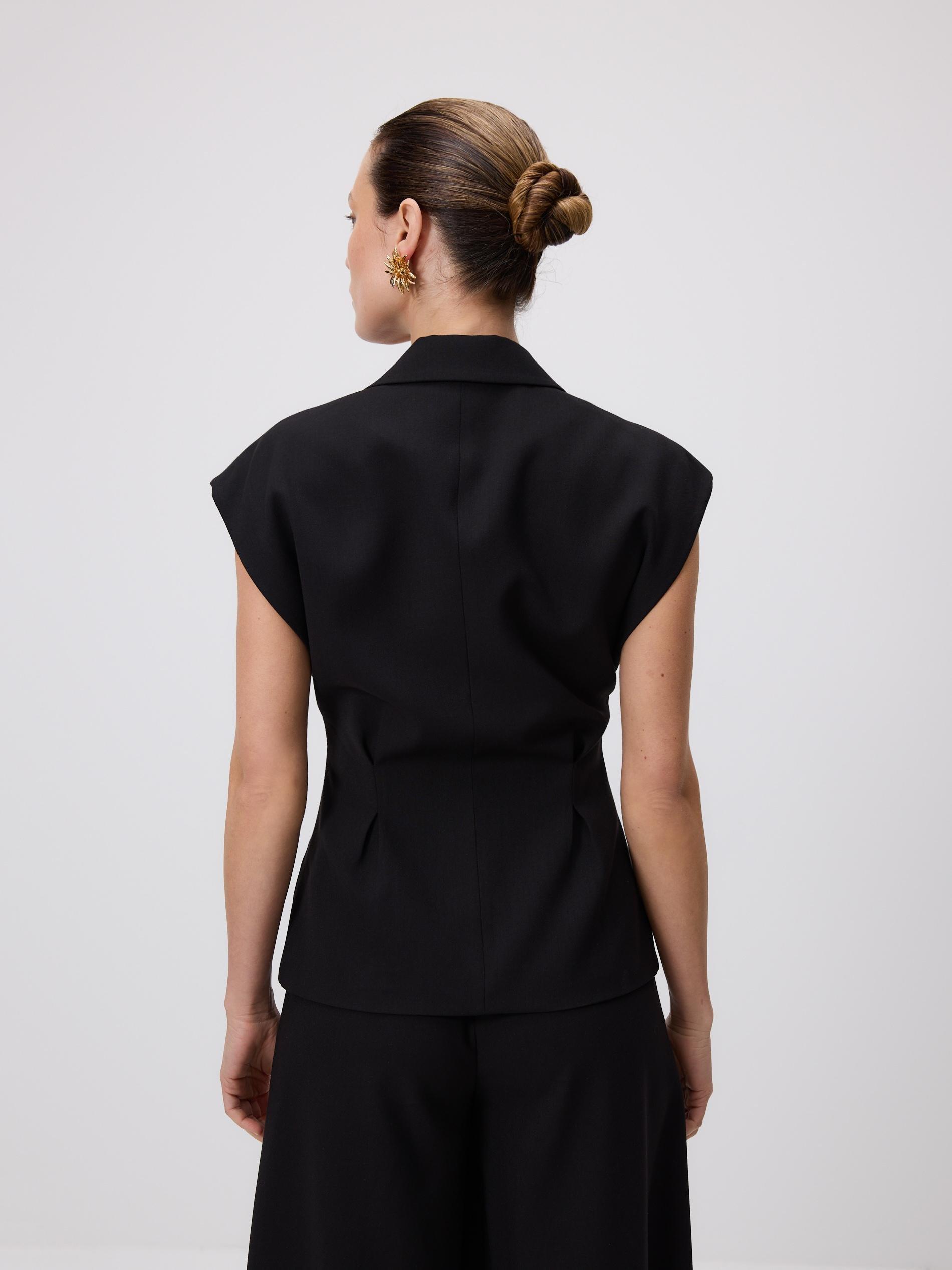 Black Viscose Rich Vest, Black, large image number 3