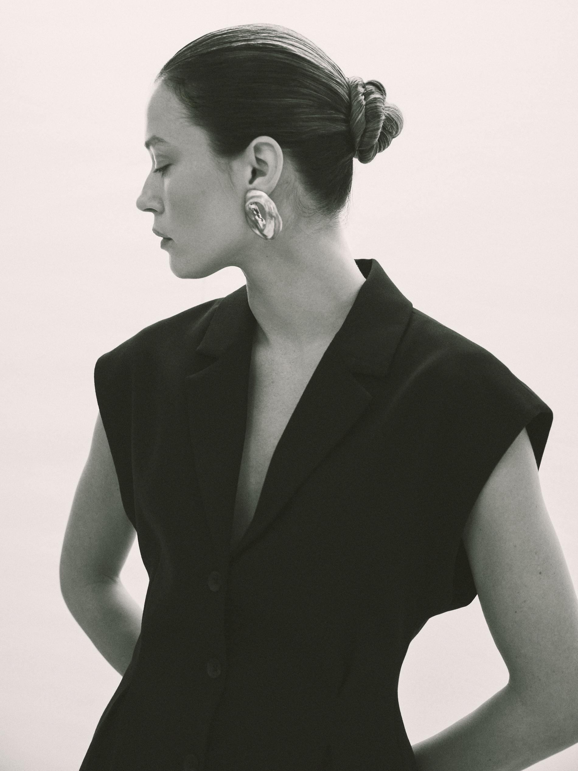Black Viscose Rich Vest, Black, large image number 4
