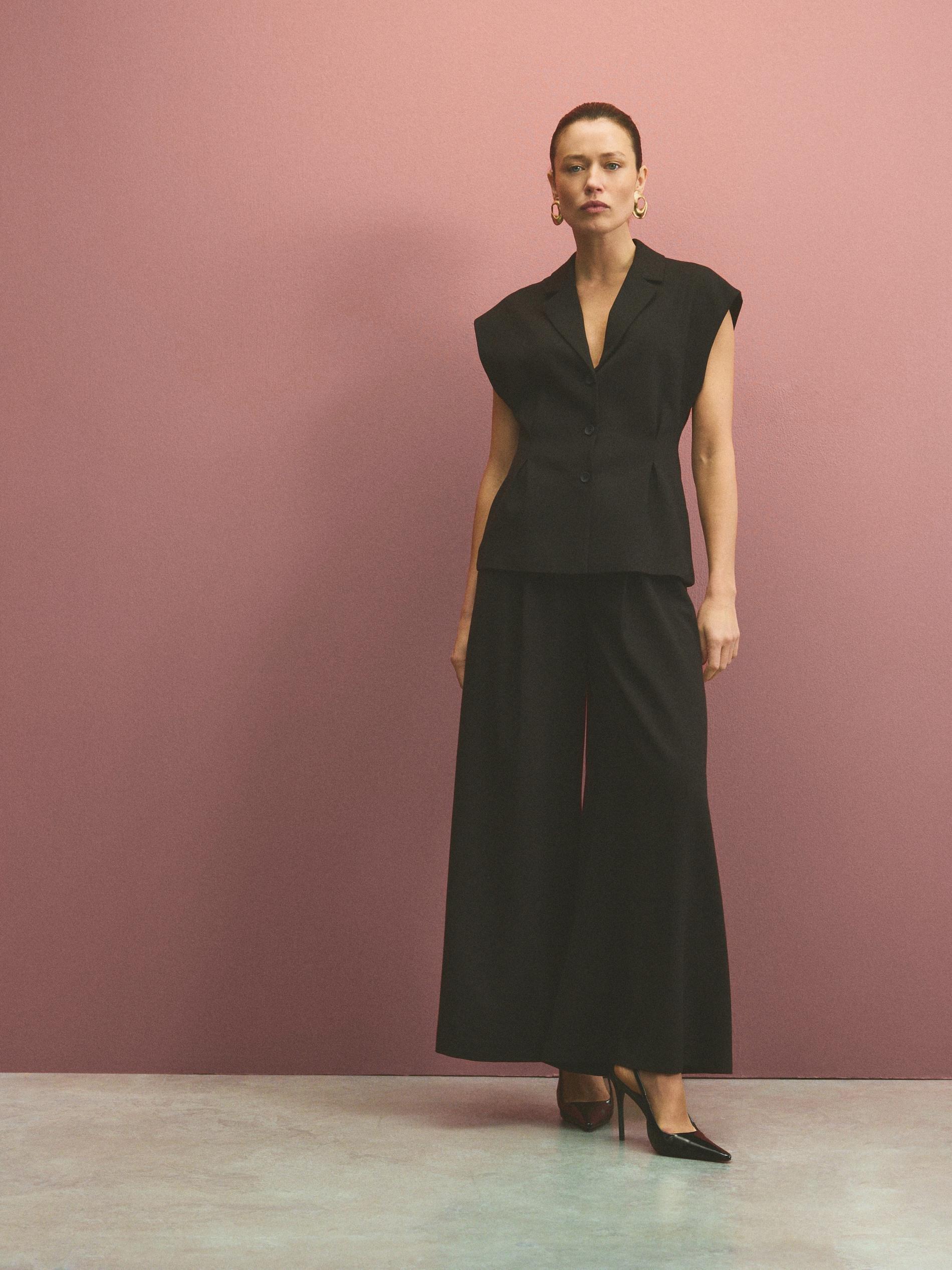 Black Viscose Rich Vest, Black, large image number 7