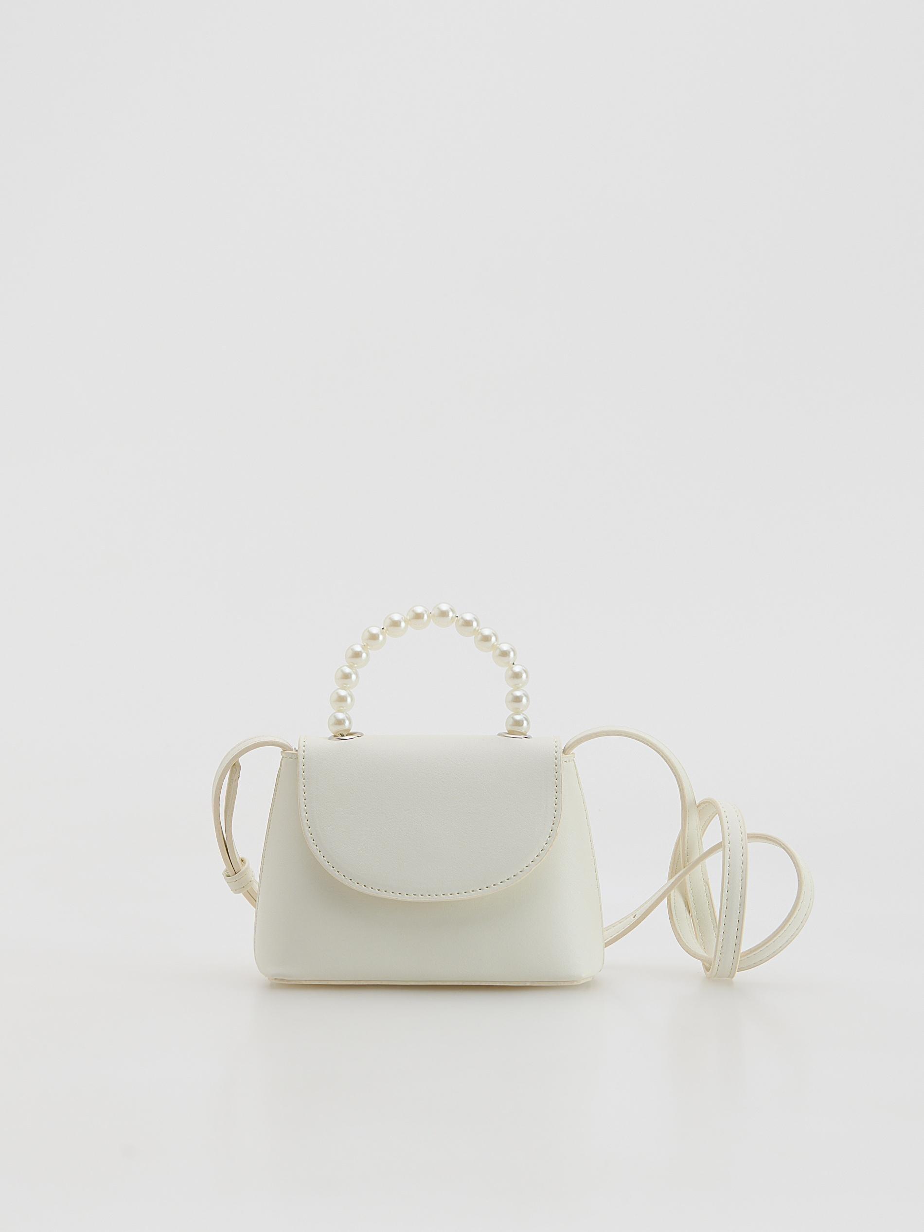 White Faux Leather Bag, White, medium