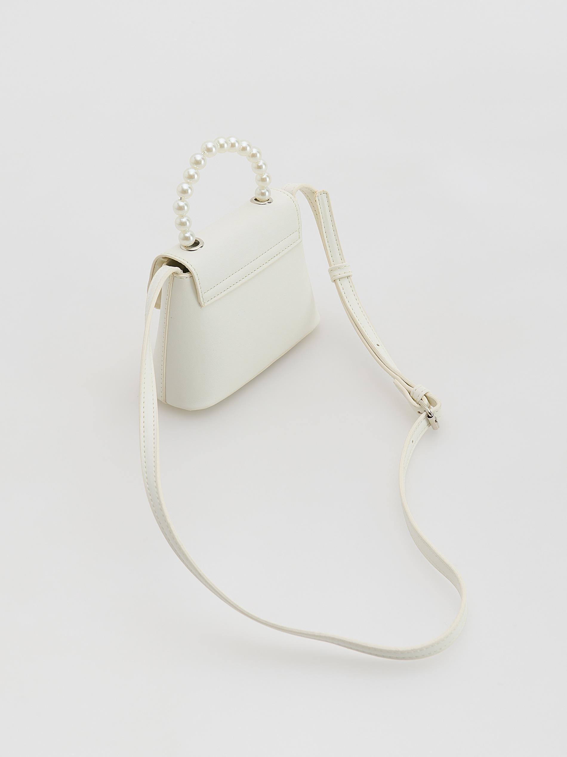 White Faux Leather Bag, White, large image number 1