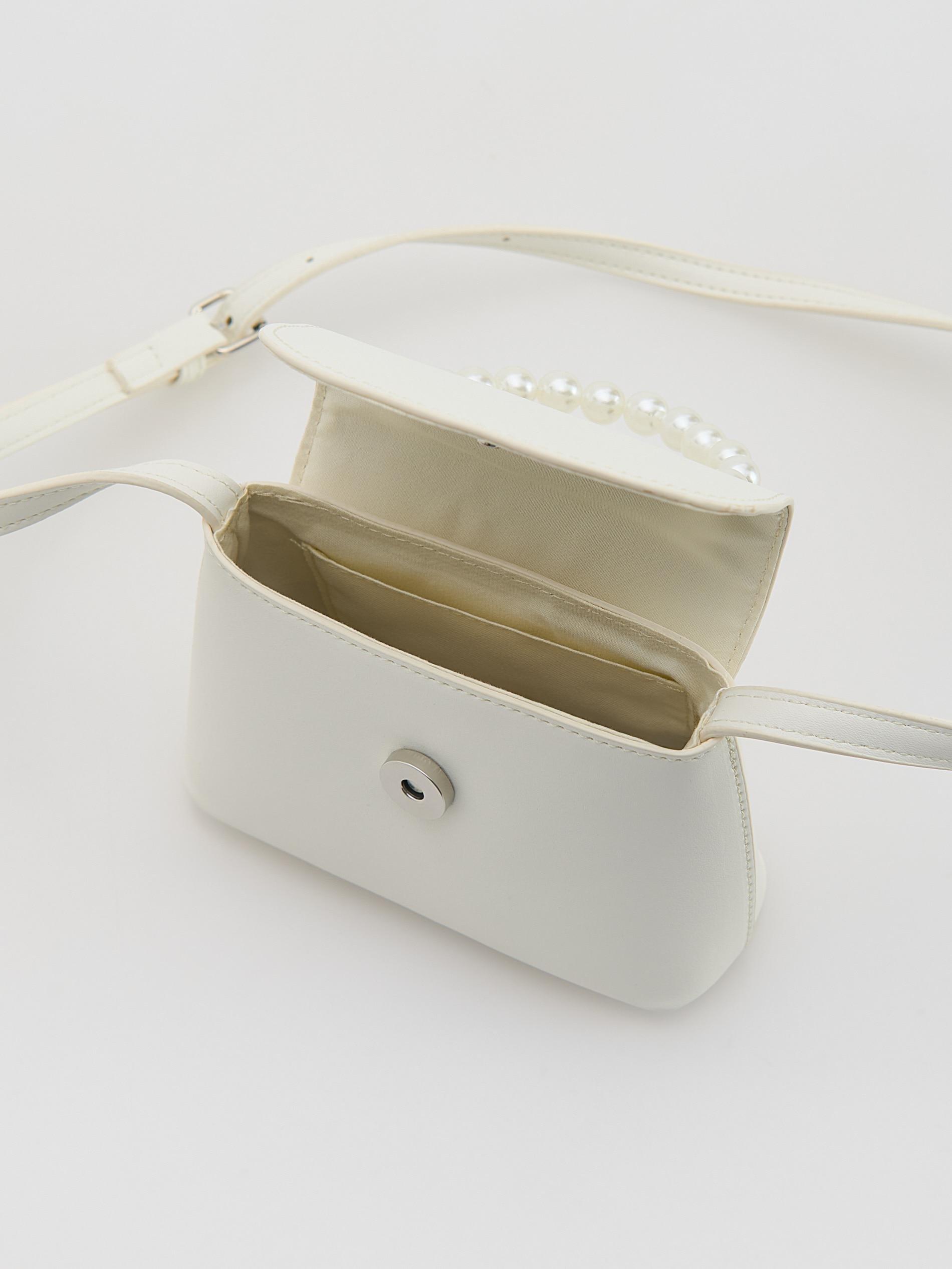 White Faux Leather Bag, White, medium
