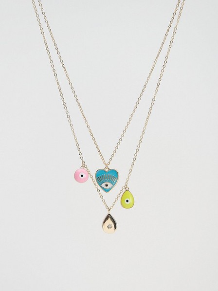Reserved - Multicolor Double Necklace With Pendants