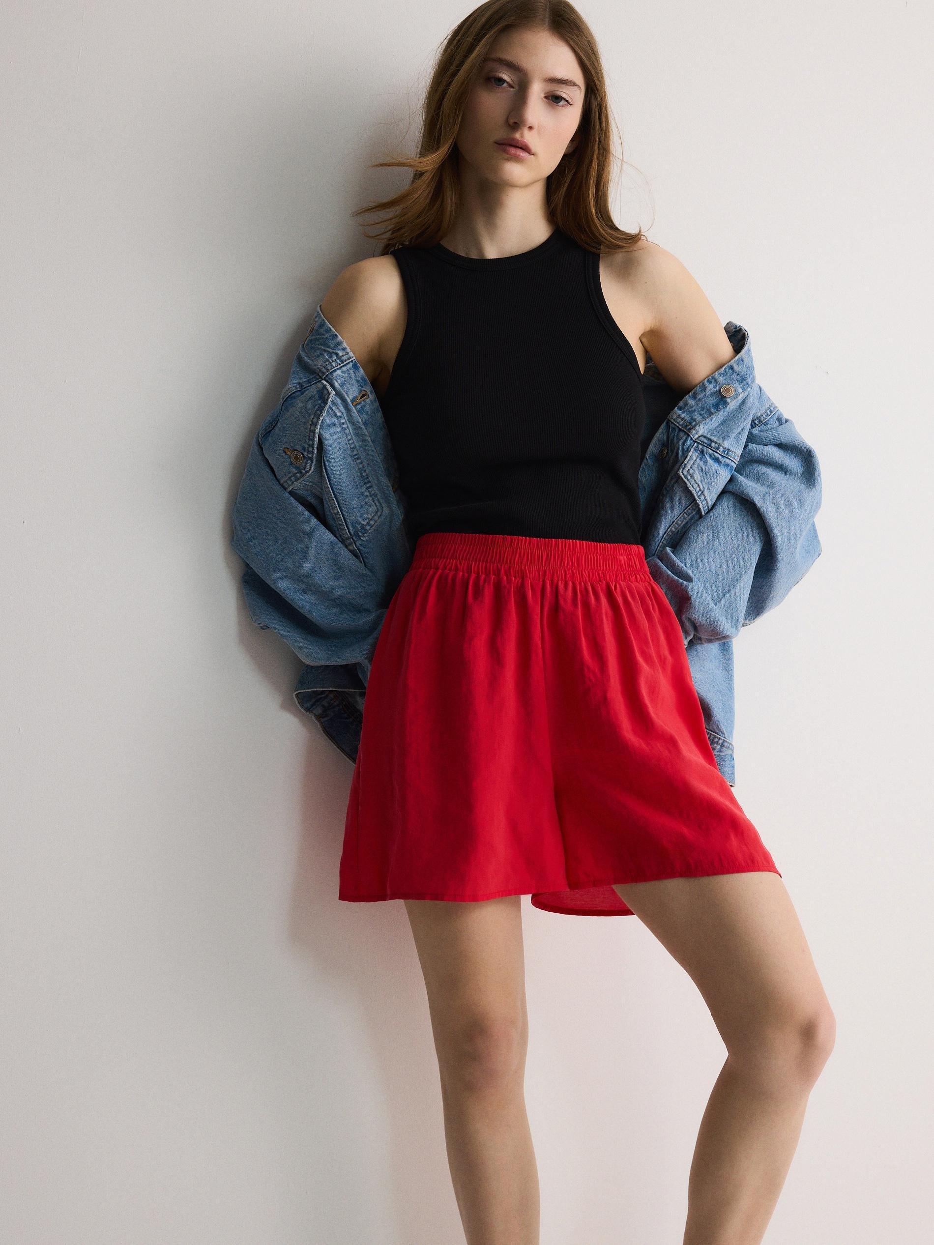 Red Modal Rich Shorts, , large image number 1