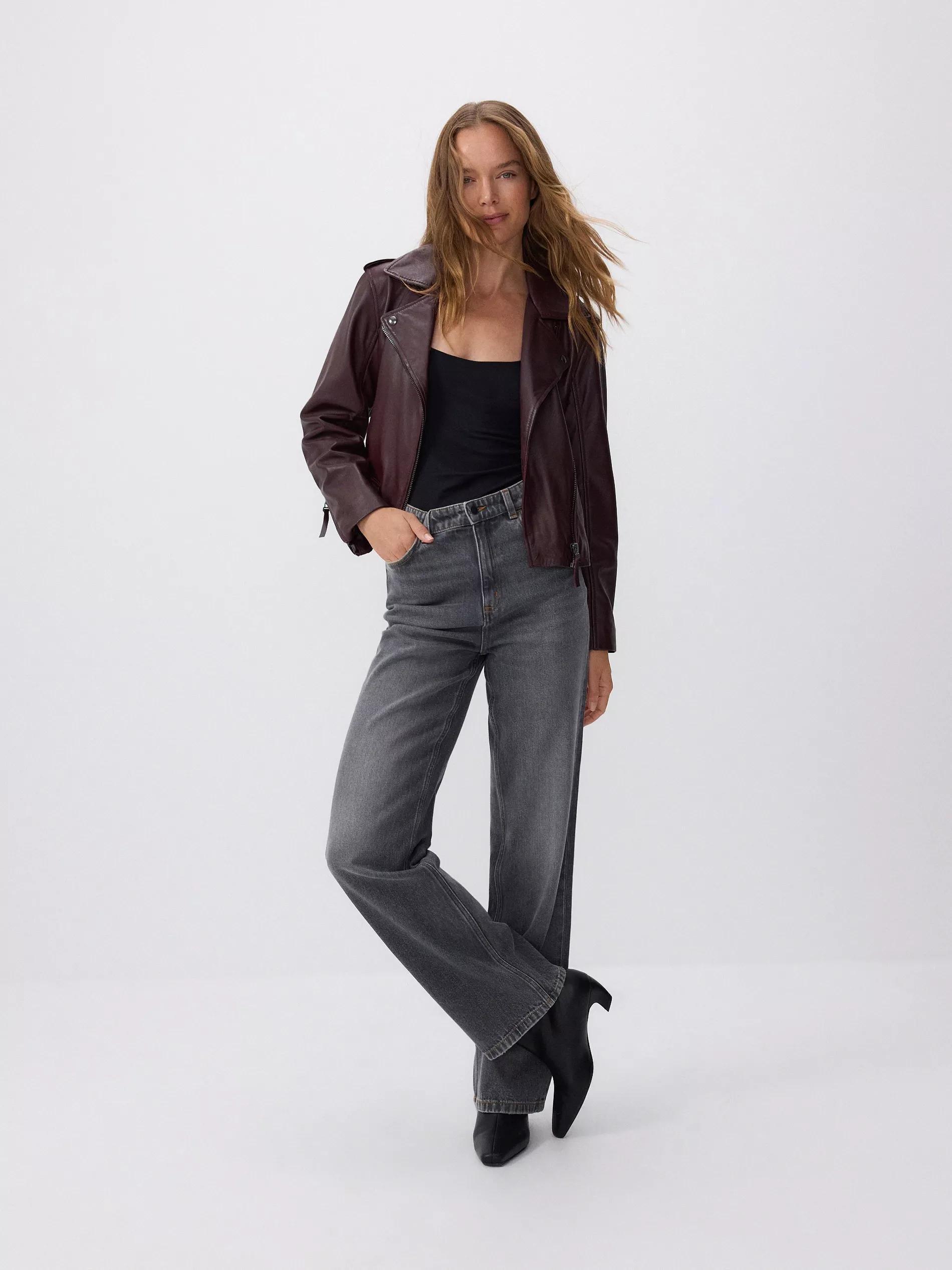 Grey Straight Loose Jeans, , large image number 0