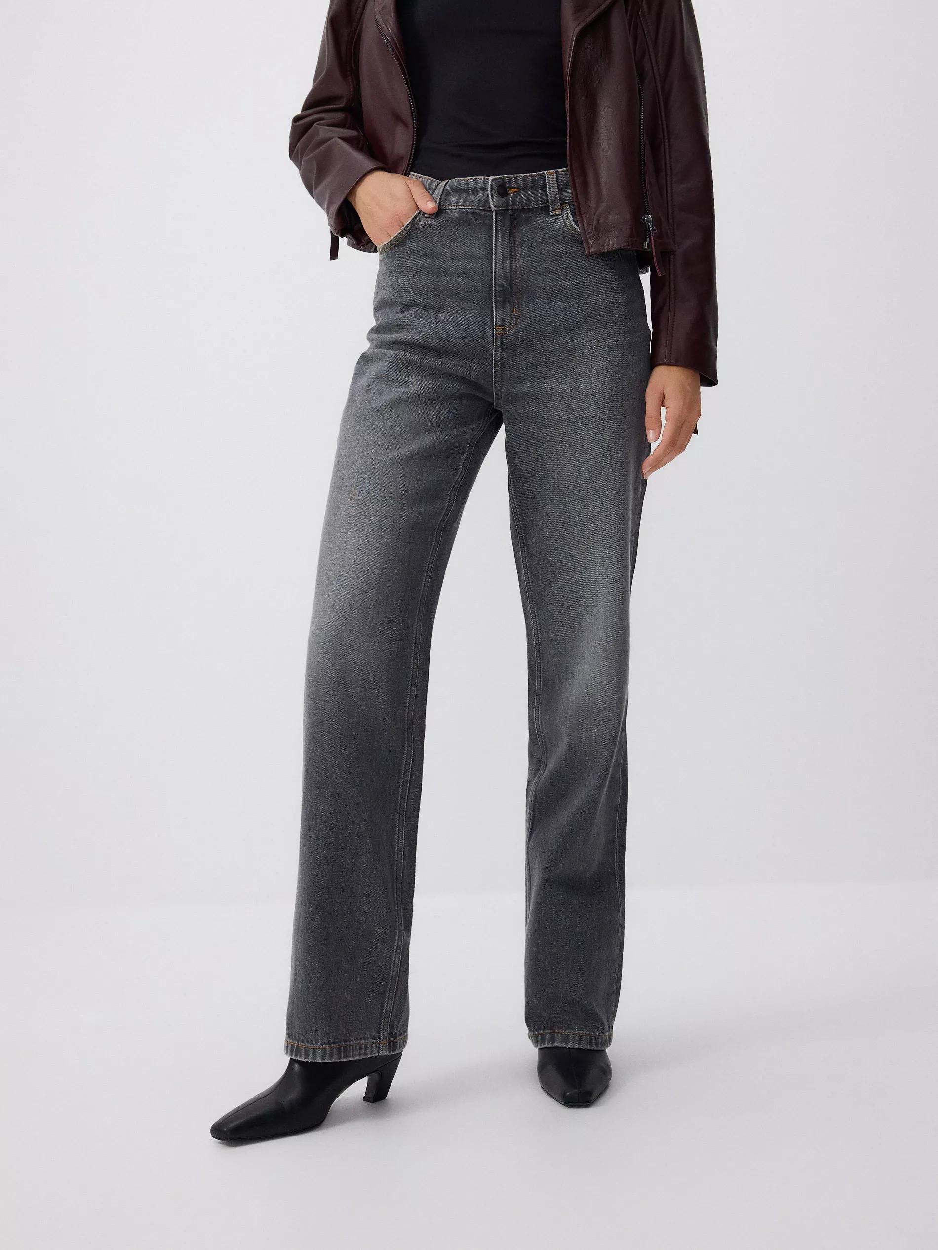 Grey Straight Loose Jeans, , large image number 1