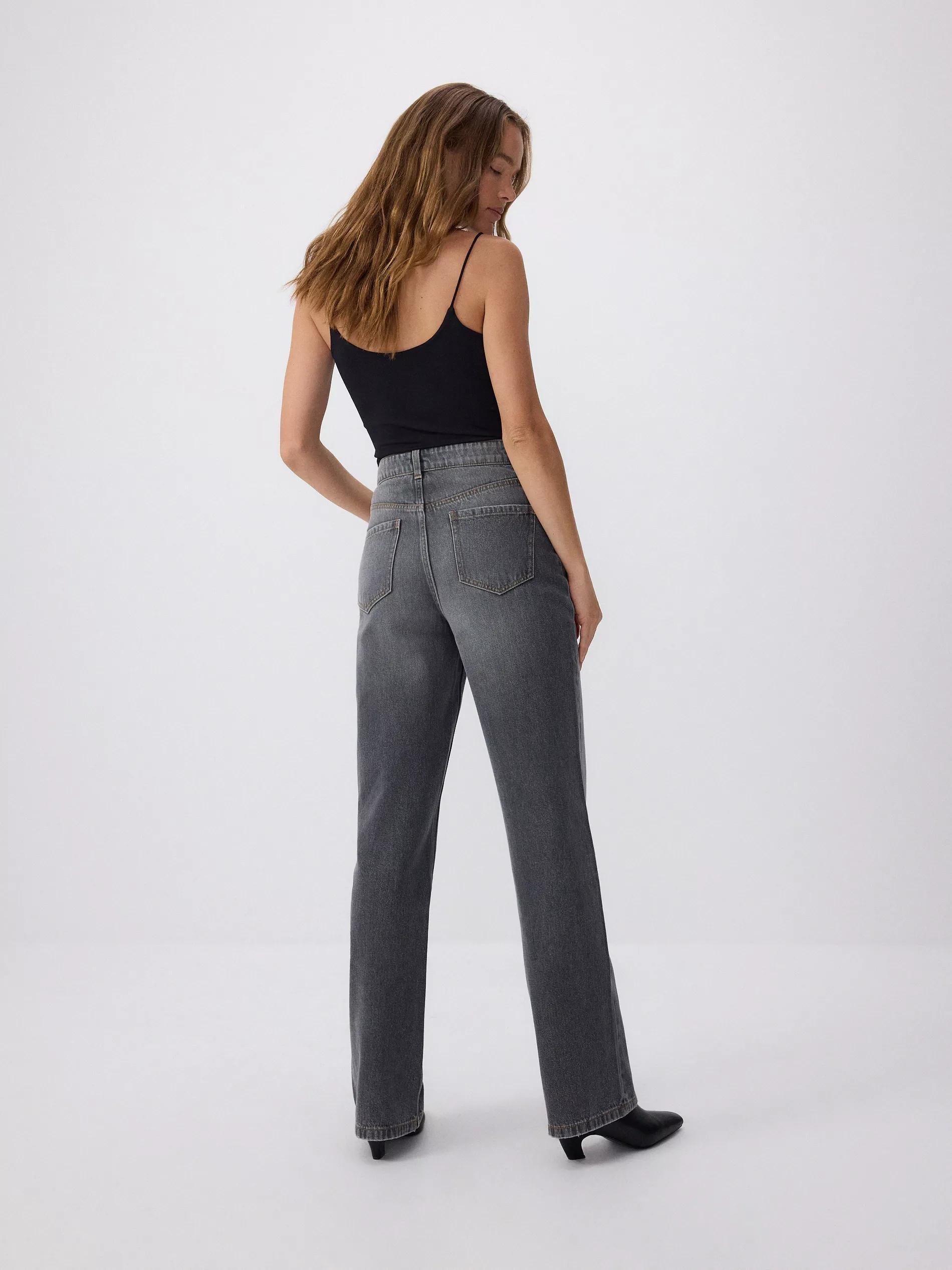 Grey Straight Loose Jeans, , large image number 5
