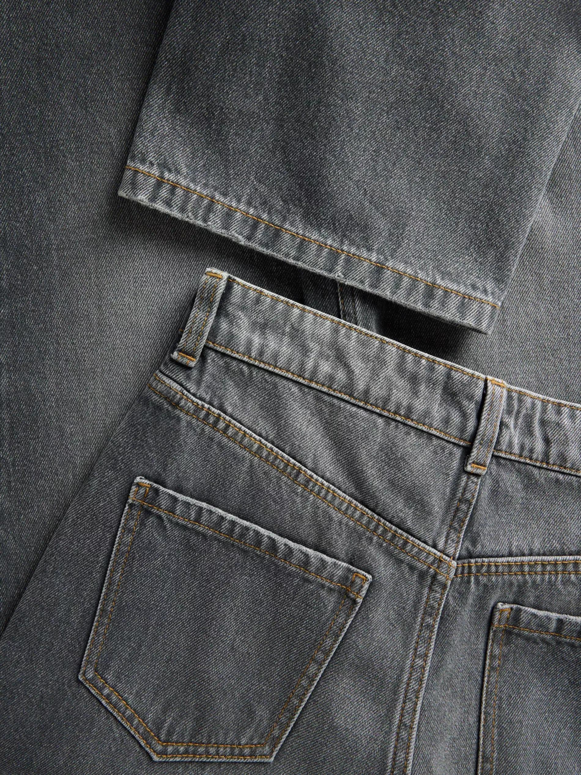 Grey Straight Loose Jeans, , large image number 9