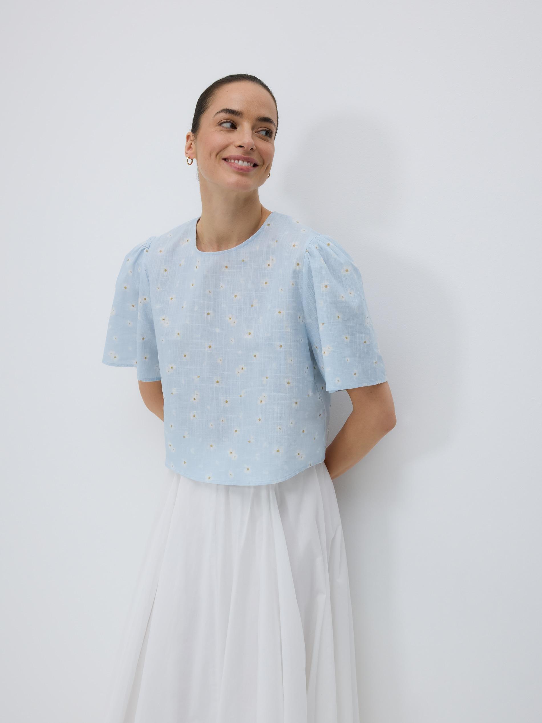 White Cotton Midi Skirt, White, large image number 2