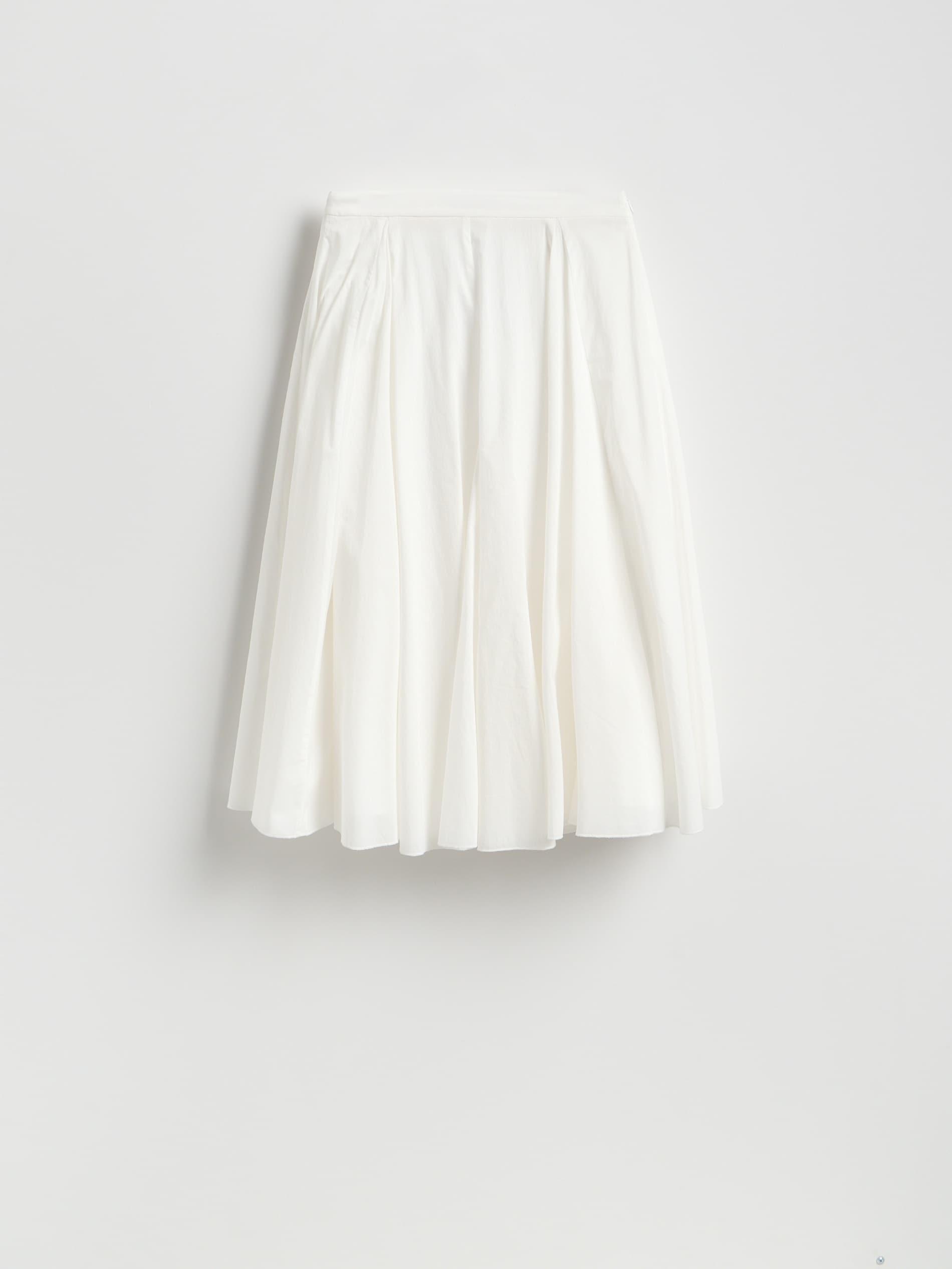 White Cotton Midi Skirt, White, large image number 4