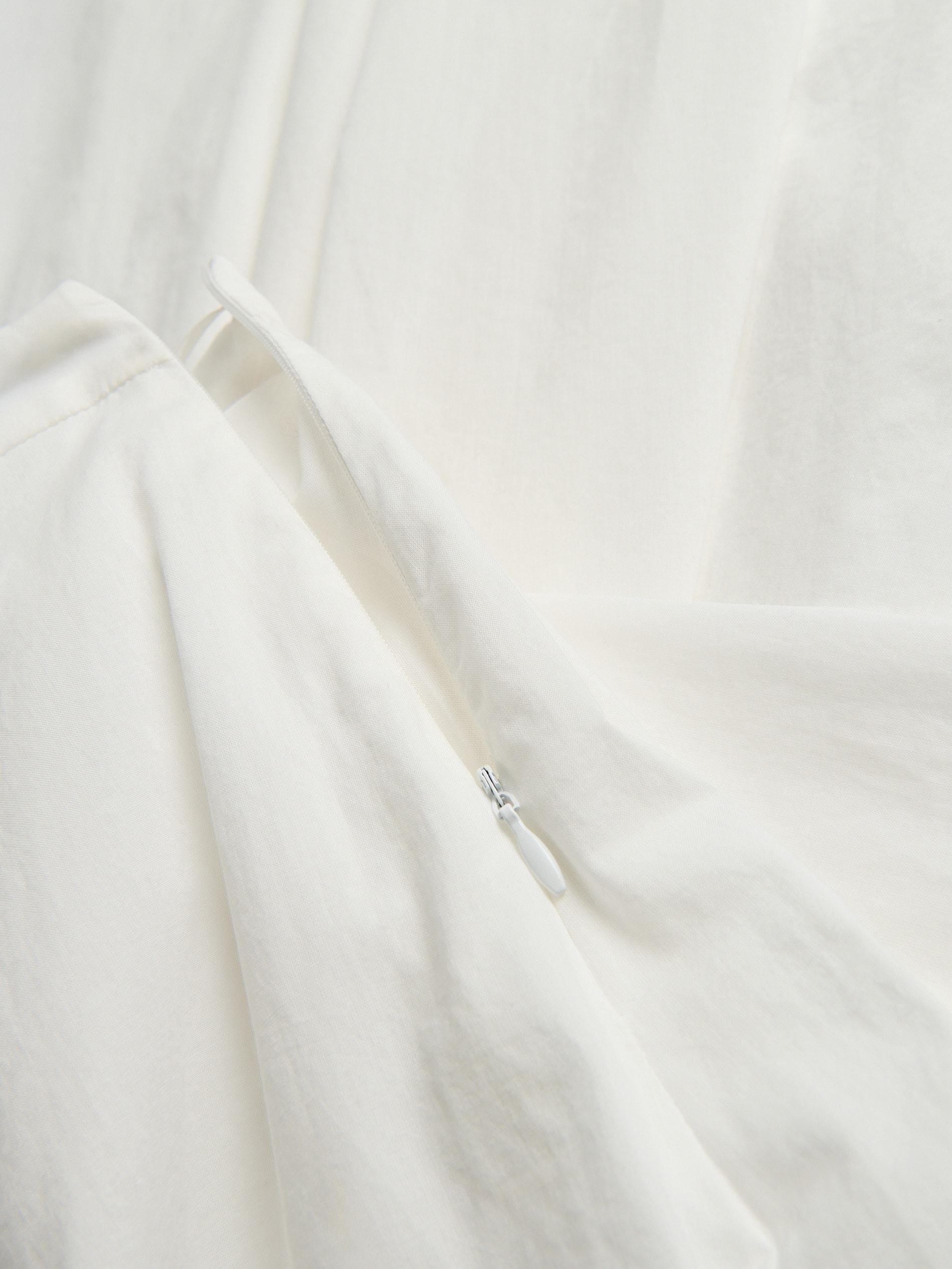 White Cotton Midi Skirt, White, large image number 5