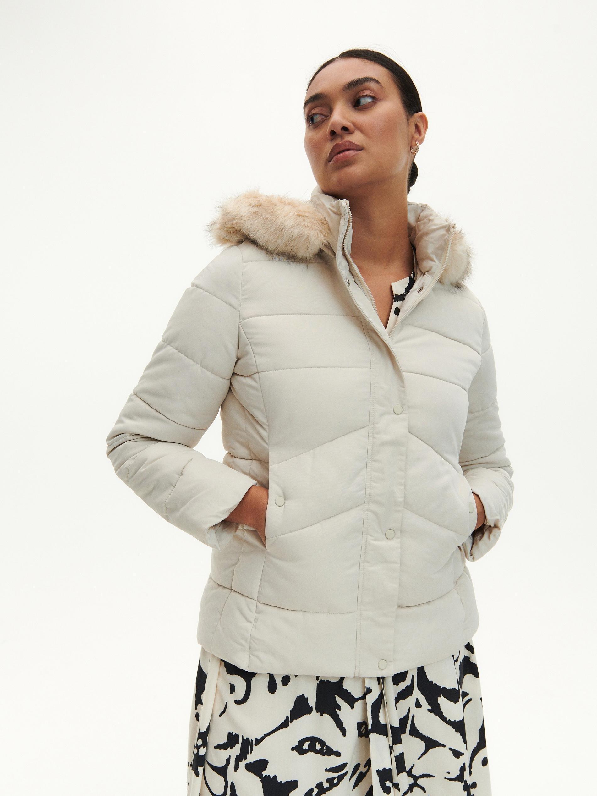 Cream Quilted Jacket, , large image number 0