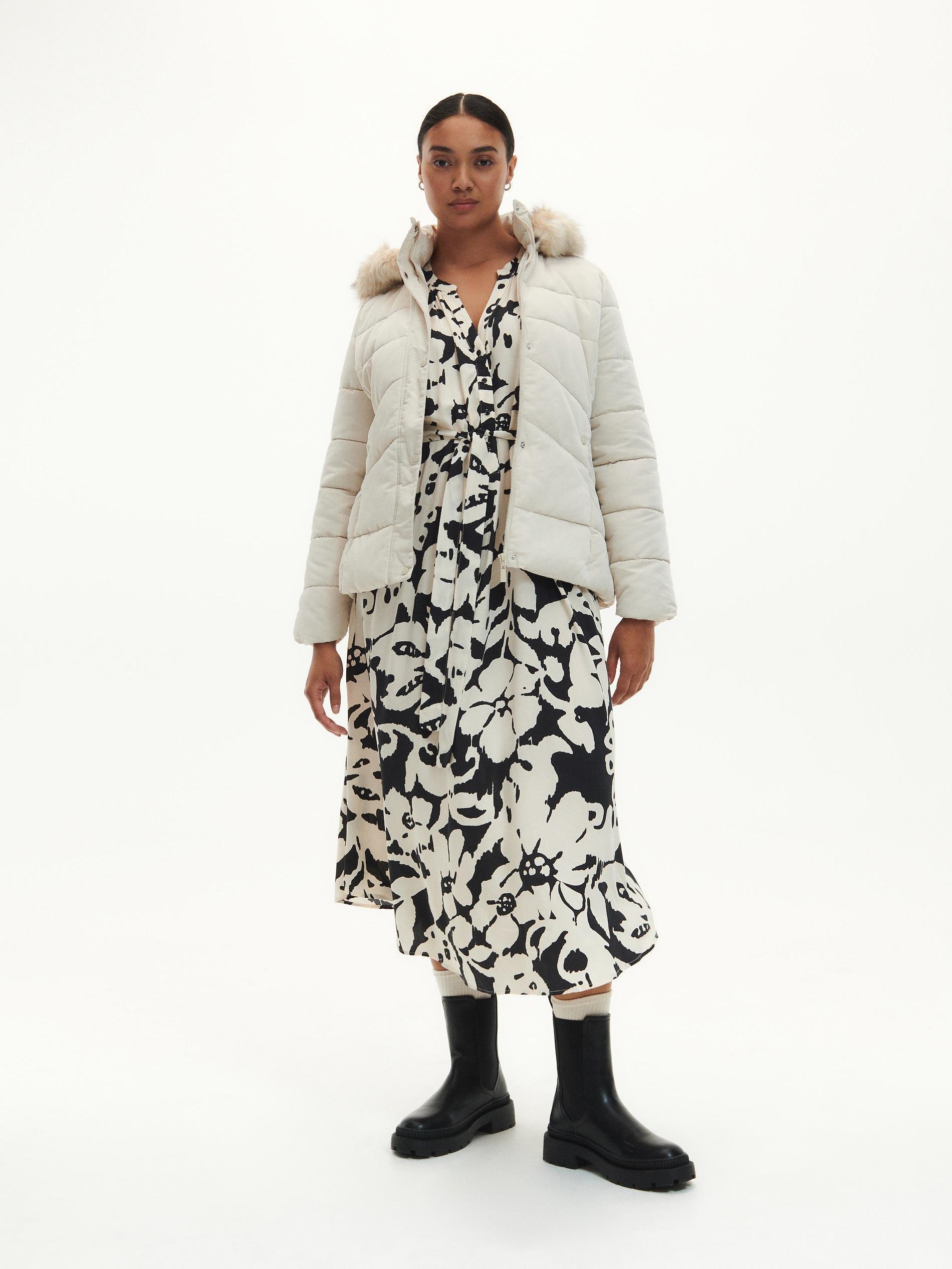 Cream Quilted Jacket, , large image number 1