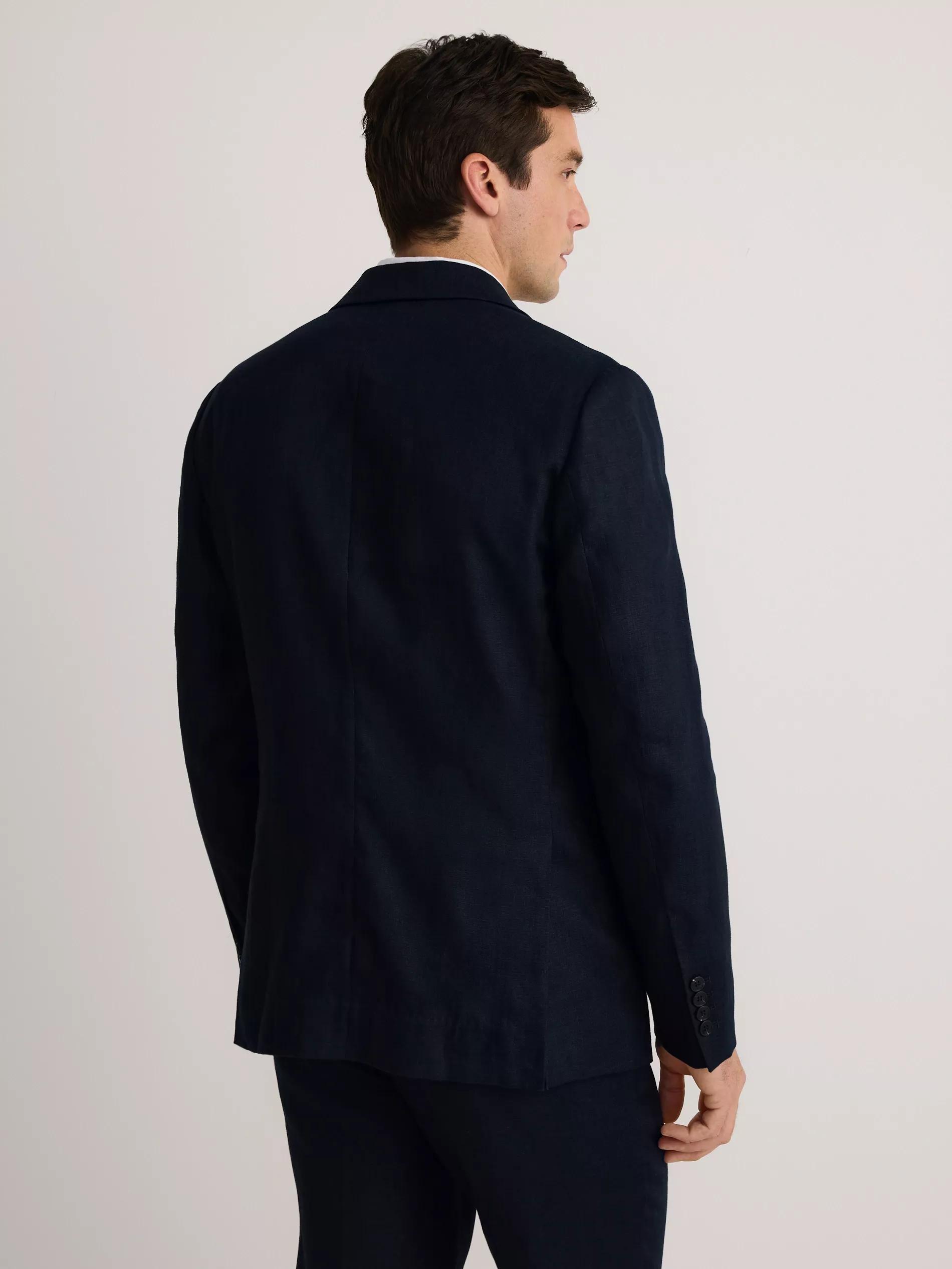Navy Regular Fit Linen Blazer, , large image number 3