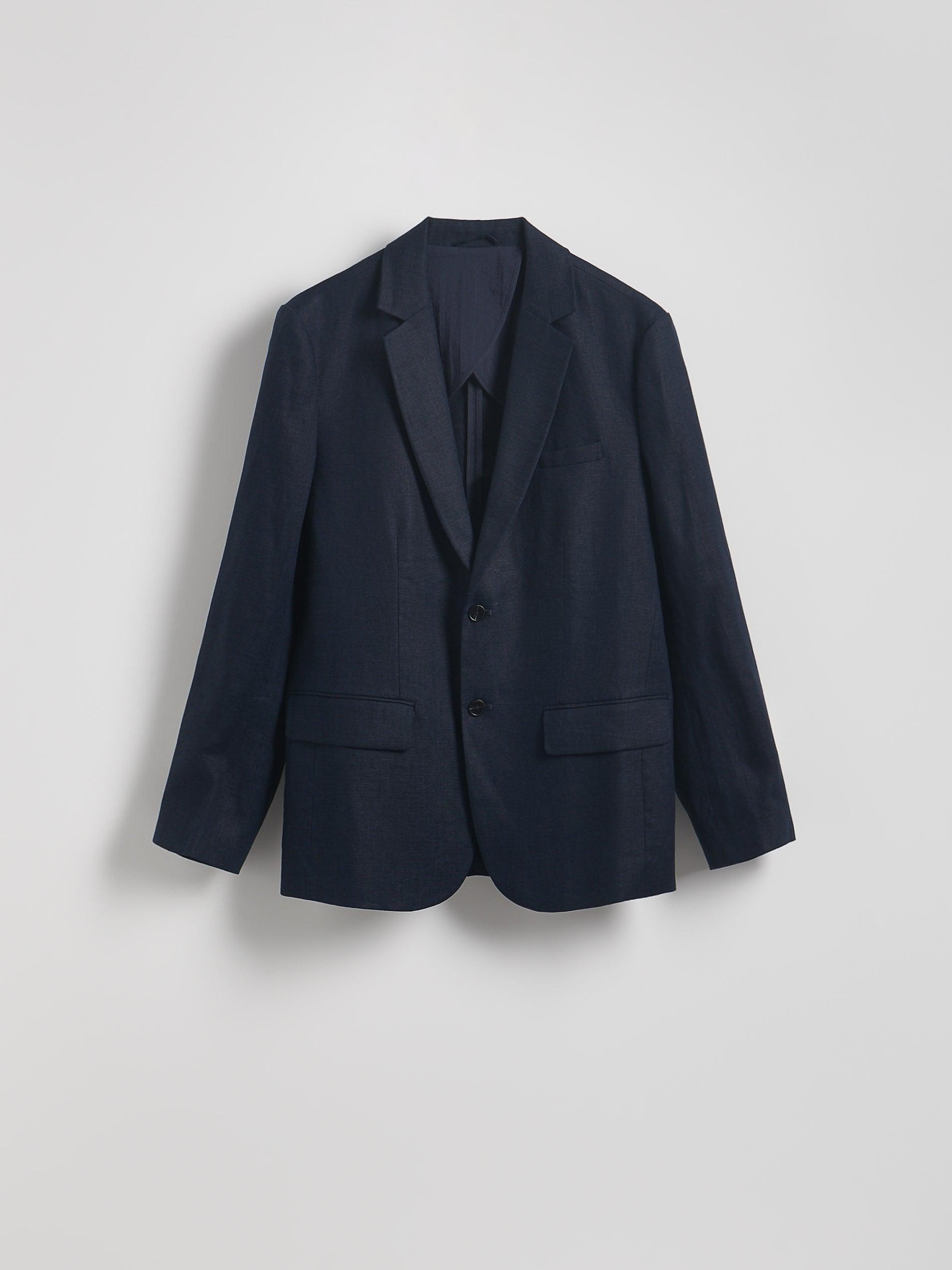 Navy Regular Fit Linen Blazer, , large image number 5